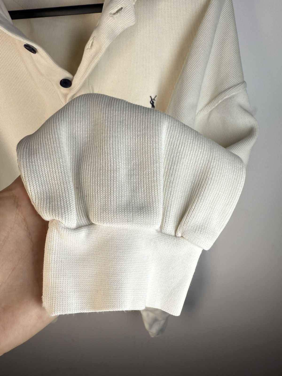 Yves Saint Laurent 90s YSL Sweatshirt White/Sweater Vintage Quarter Zip Up Size US L / EU 52-54 / 3 - 21 Thumbnail