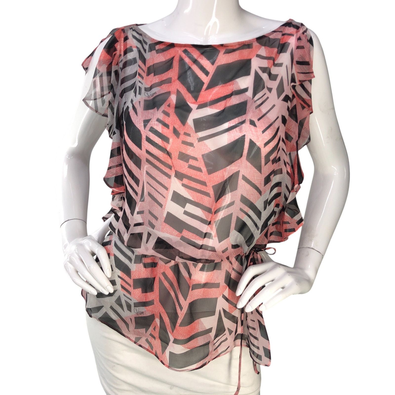 Diane von Furstenberg Diane Von Furstenberg DVF Sz 6 Top Sheer Drawstring NO CAMI Size M / US 6-8 / IT 42-44 - 11 Thumbnail