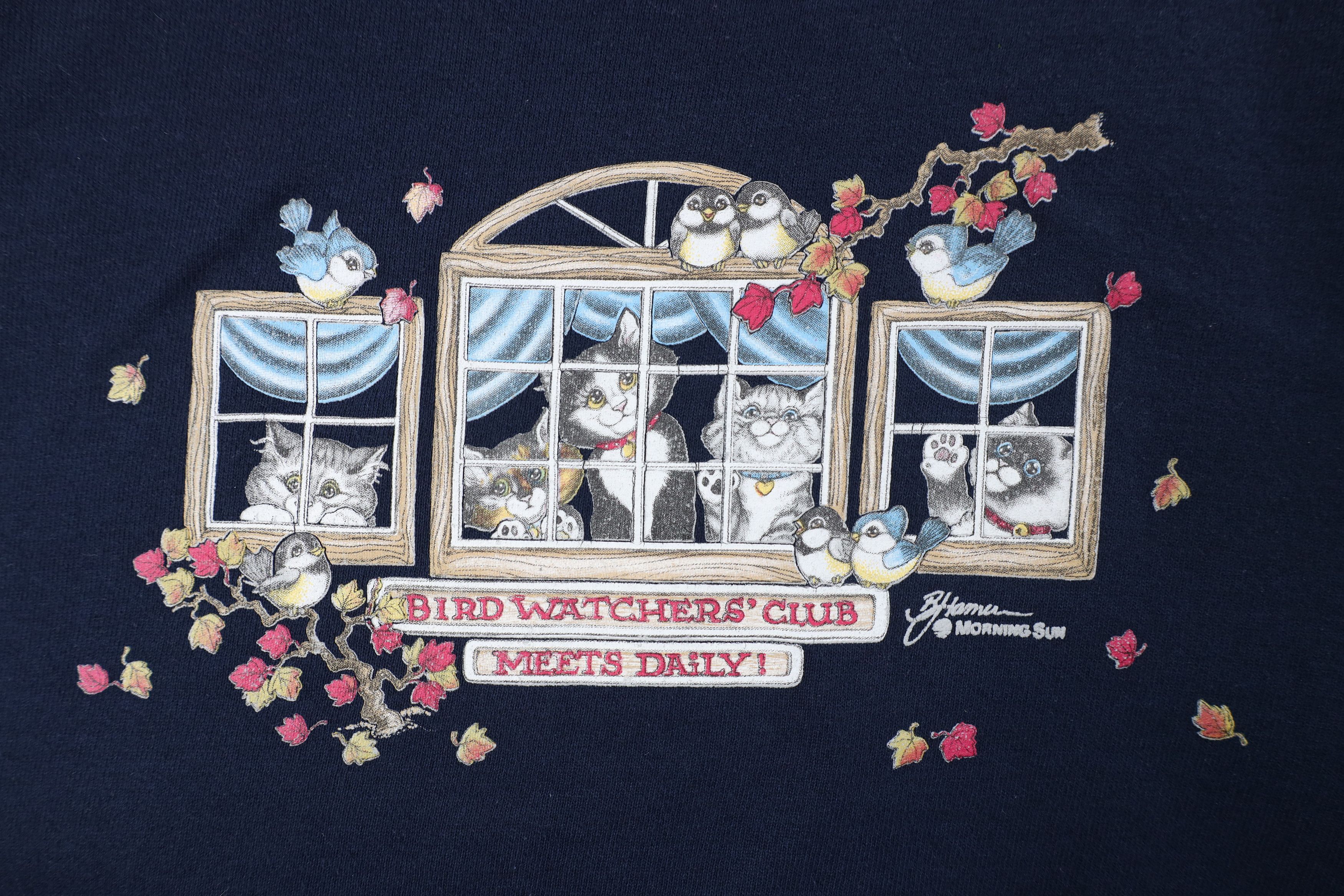 Vintage Vintage 90s Streetwear Kitten Bird Cat Lady Sweatshirt USA Size L / US 10 / IT 46 - 4 Thumbnail