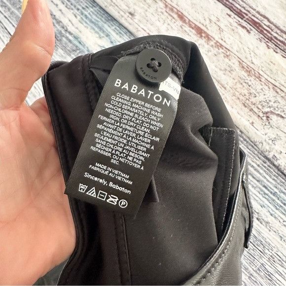 Other Babaton Black Vegan Leather Straight Leg Pants Size 27" / US 4 / IT 40 - 6 Thumbnail