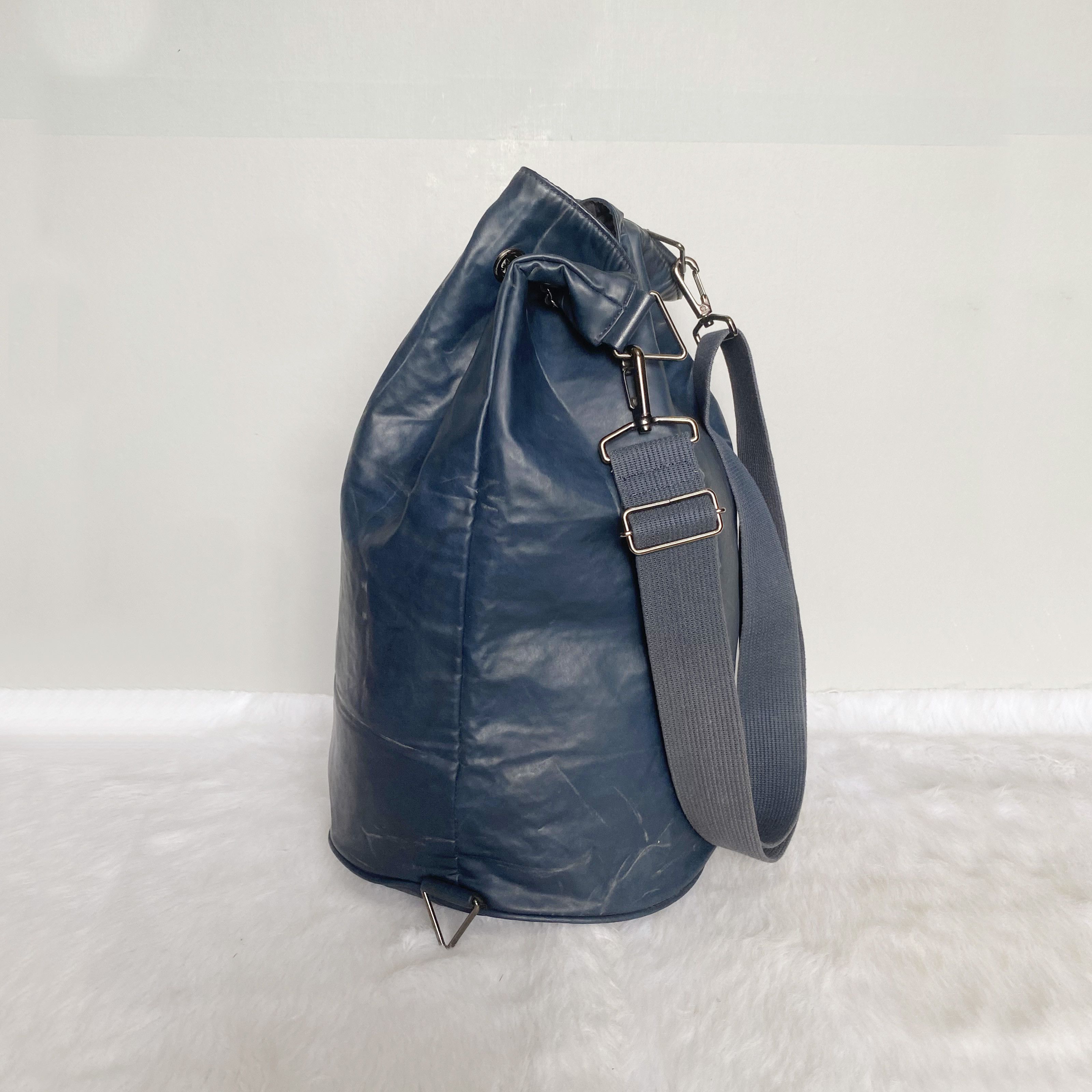 Jean Paul Gaultier Vintage Navy Leather Drawstring Sling Bag Size ONE SIZE - 3 Thumbnail