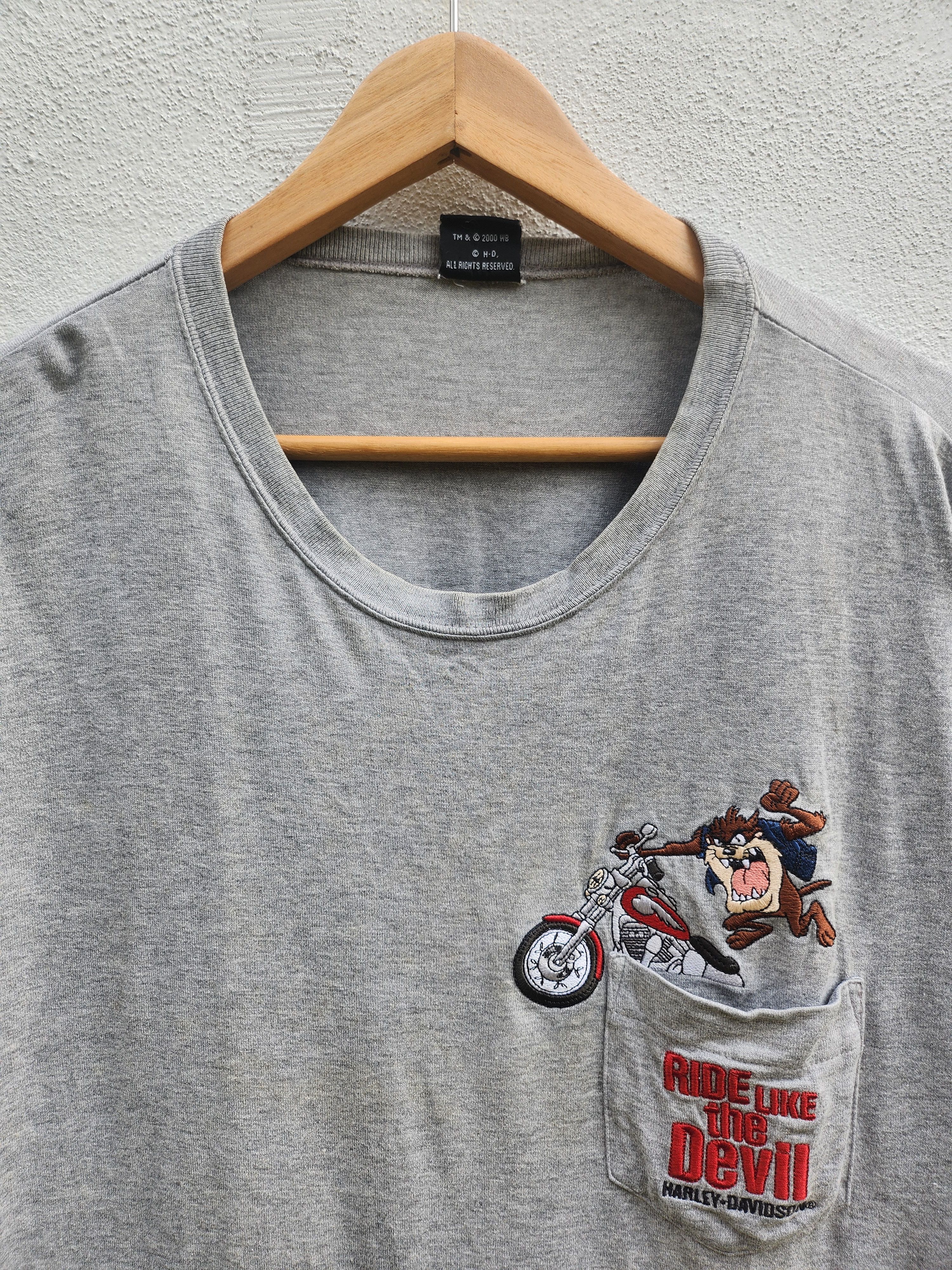 Harley Davidson × Vintage × Warner Bros 💥Vtg Taz Ride Like The Devil Harley Davidson Tee Size US L / EU 52-54 / 3 - 3 Thumbnail