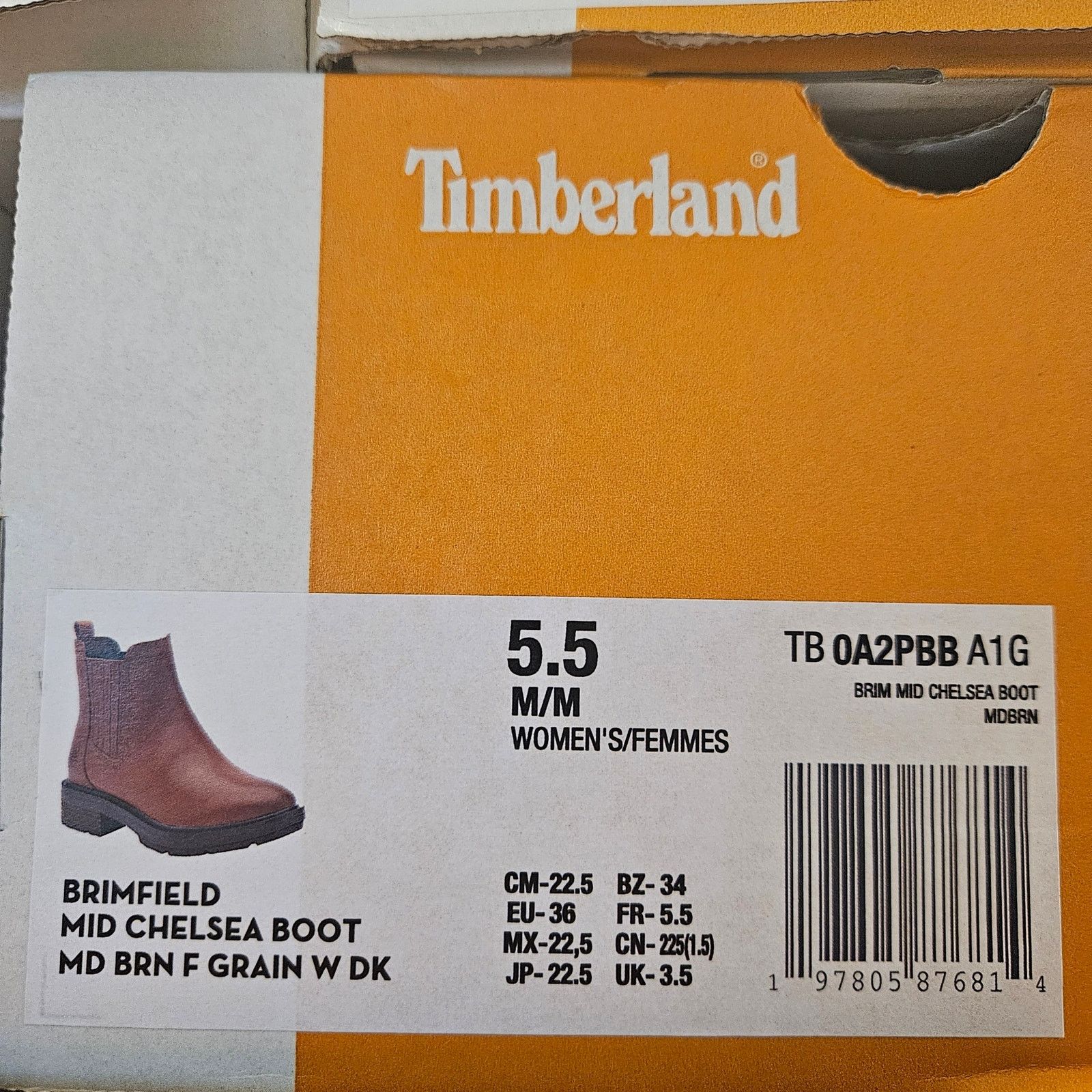 Timberland TIMBERLAND WOMEN'S 5.5 BRIMFIELD MID CHELSEA BOOT BROWN LTR Size US 5.5 / IT 35.5 - 10 Thumbnail