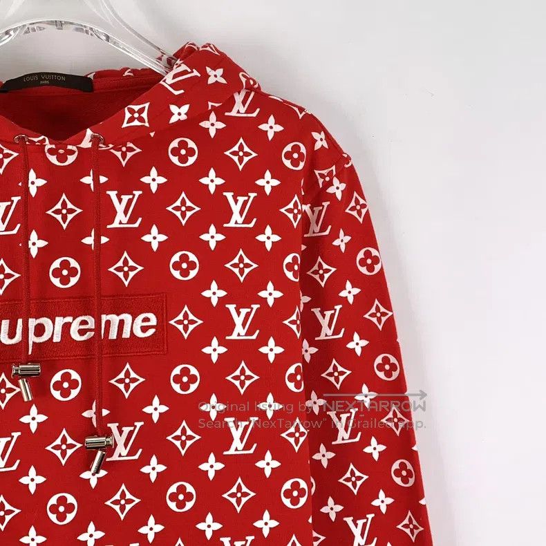Louis Vuitton Louis Vuitton Red logo full-print cotton hooded drawstring Size US XXS / EU 40 - 3 Thumbnail
