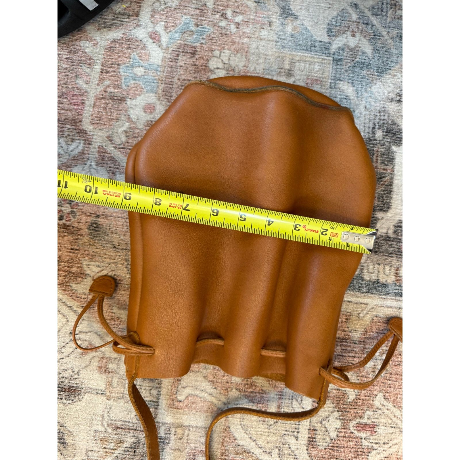 Baggu Baggo Natural Milled Leather Drawstring Bucket Bag Tan Brown ...