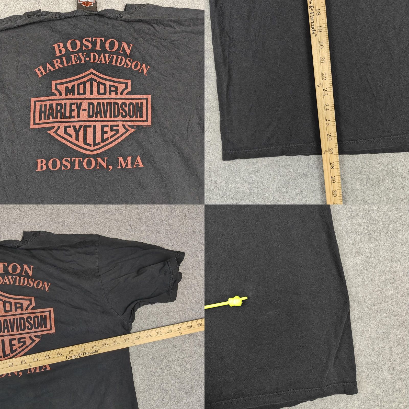 Harley Davidson Harley-Davidson Shirt Mens XL Black Boston Flames Logo Double Sided Tee 2011 Size US XL / EU 56 / 4 - 8 Thumbnail