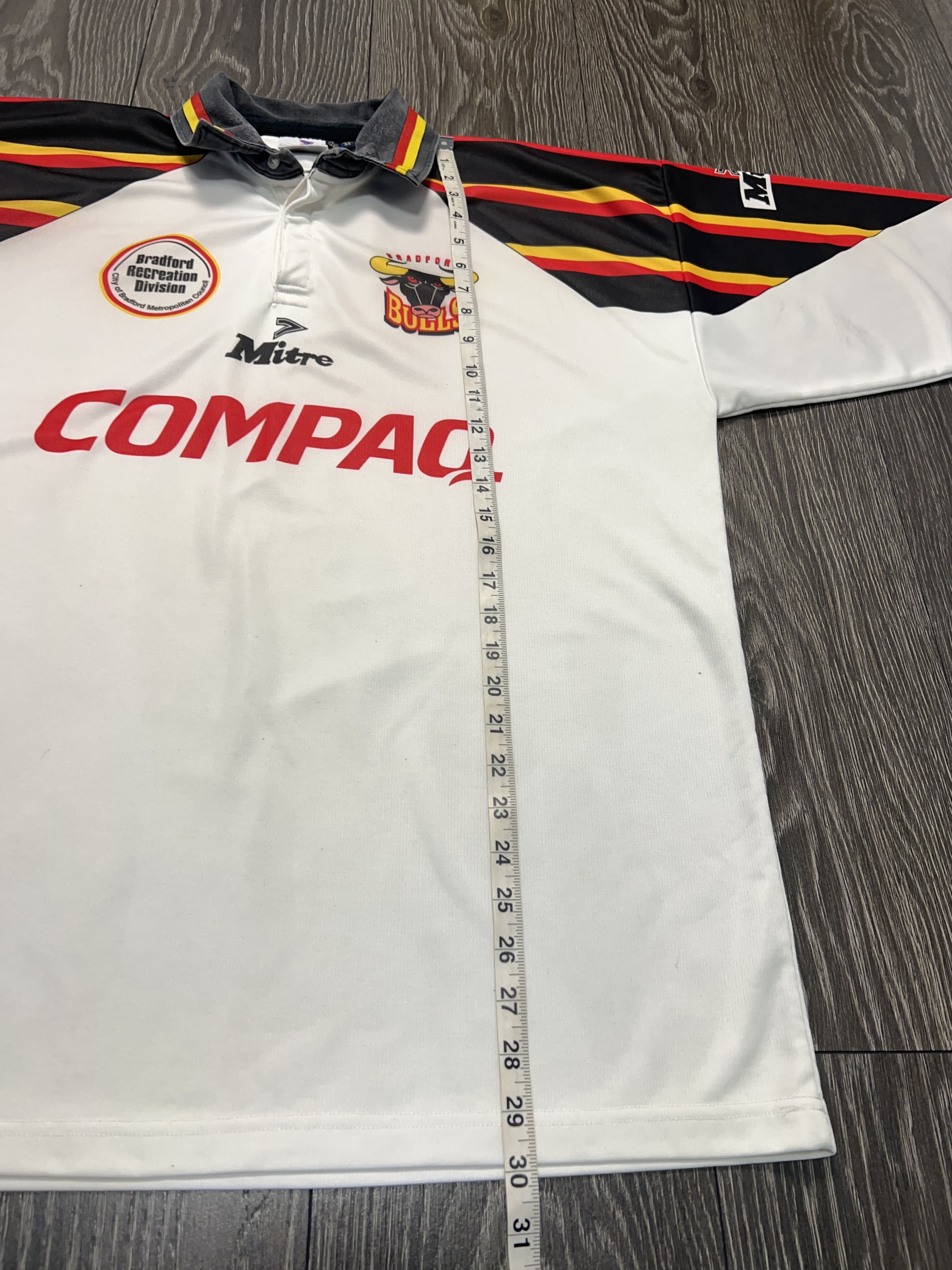 Vintage Mitre Bradford Bulls 1996 1997 England Rugby Jersey Shirt Size US L / EU 52-54 / 3 - 9 Thumbnail