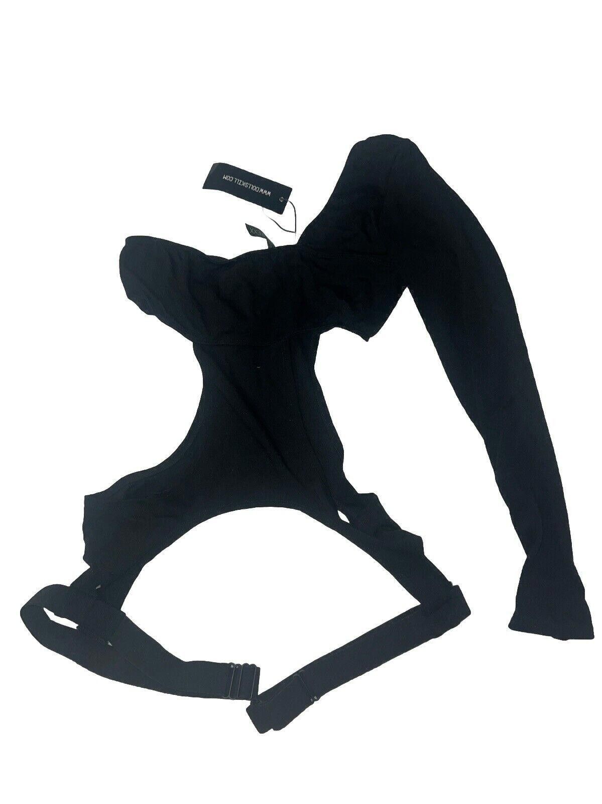 Designer M Club Black Bodysuit Leg Harness Dolls Kill One Shoulder Size ONE SIZE - 1 Thumbnail