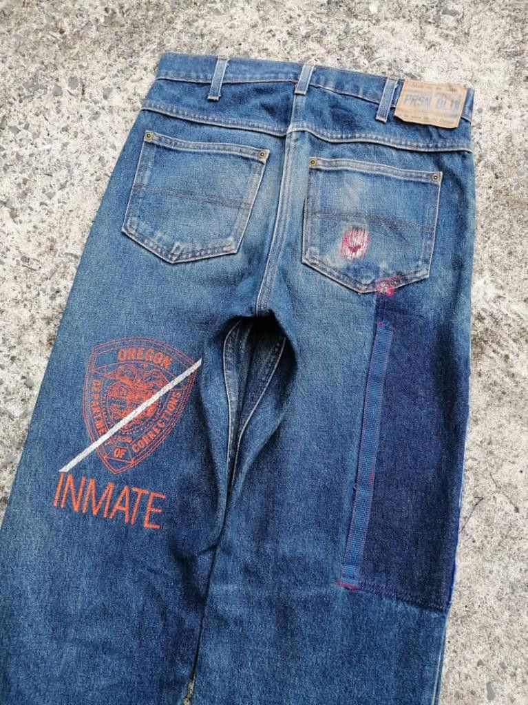 Handmade Prison Blues Oregon Department Of Corrections Denim Jeans Size US 30 / EU 46 - 2 Thumbnail