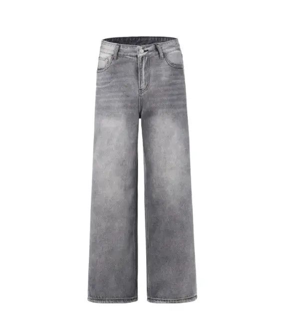 Japanese Brand Airi Grey washed distressed loose straight baggy jeans Size US 32 / EU 48 - 5 Thumbnail