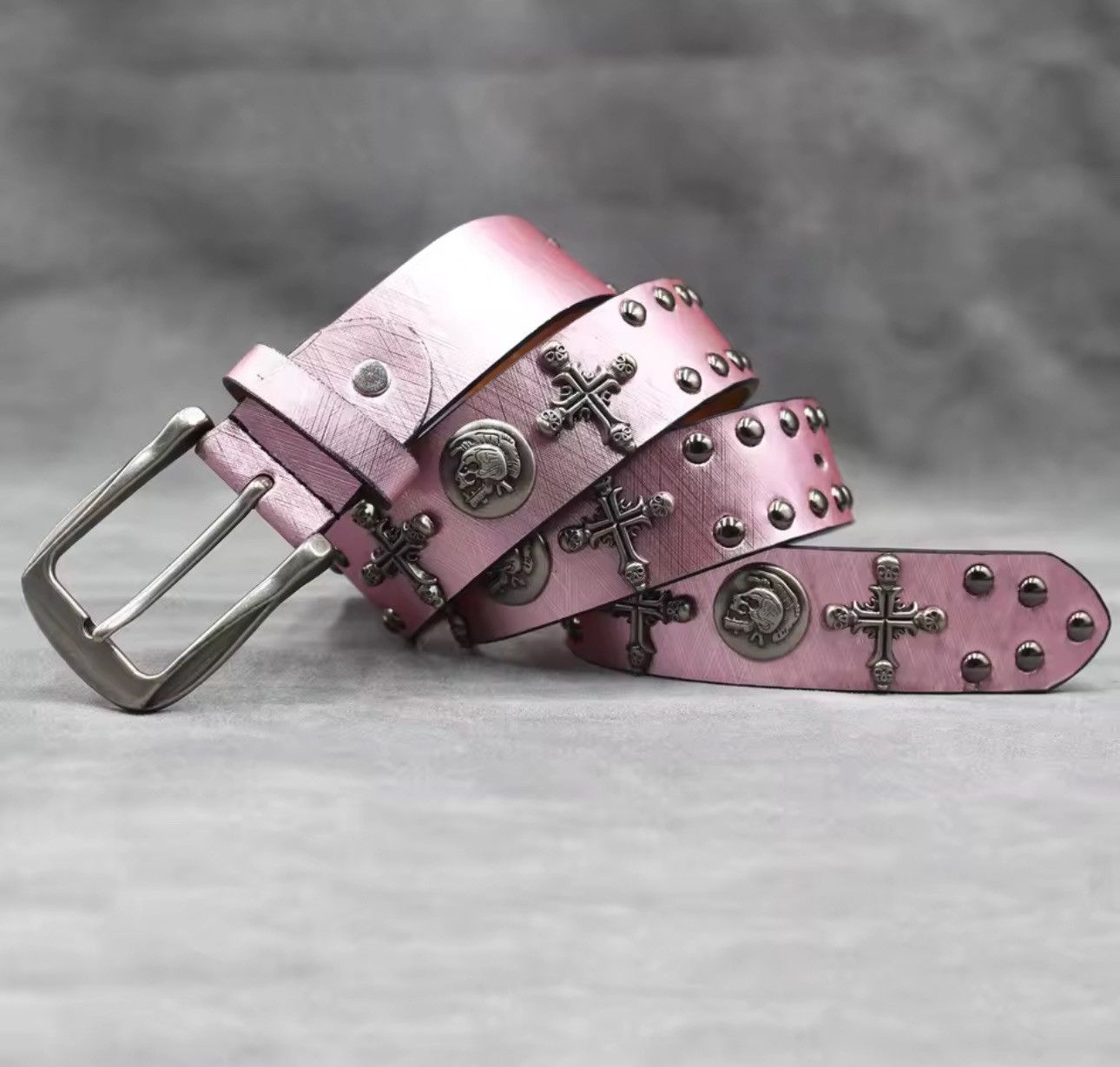 Other Gothic Punk Skull Rivet Cross Buckle Belt Size ONE SIZE - 3 Thumbnail