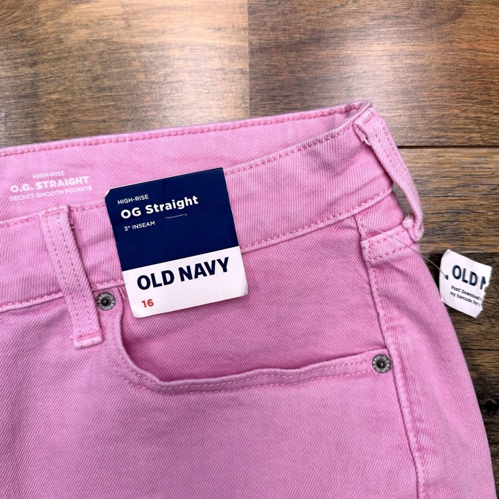Old Navy Old Navy Womens 16 Pink High Rise 3 Inch Cut-Off Shorts Denim Stretch Baggy Beach Casual Size 38" / US 16 / IT 52 - 4 Thumbnail