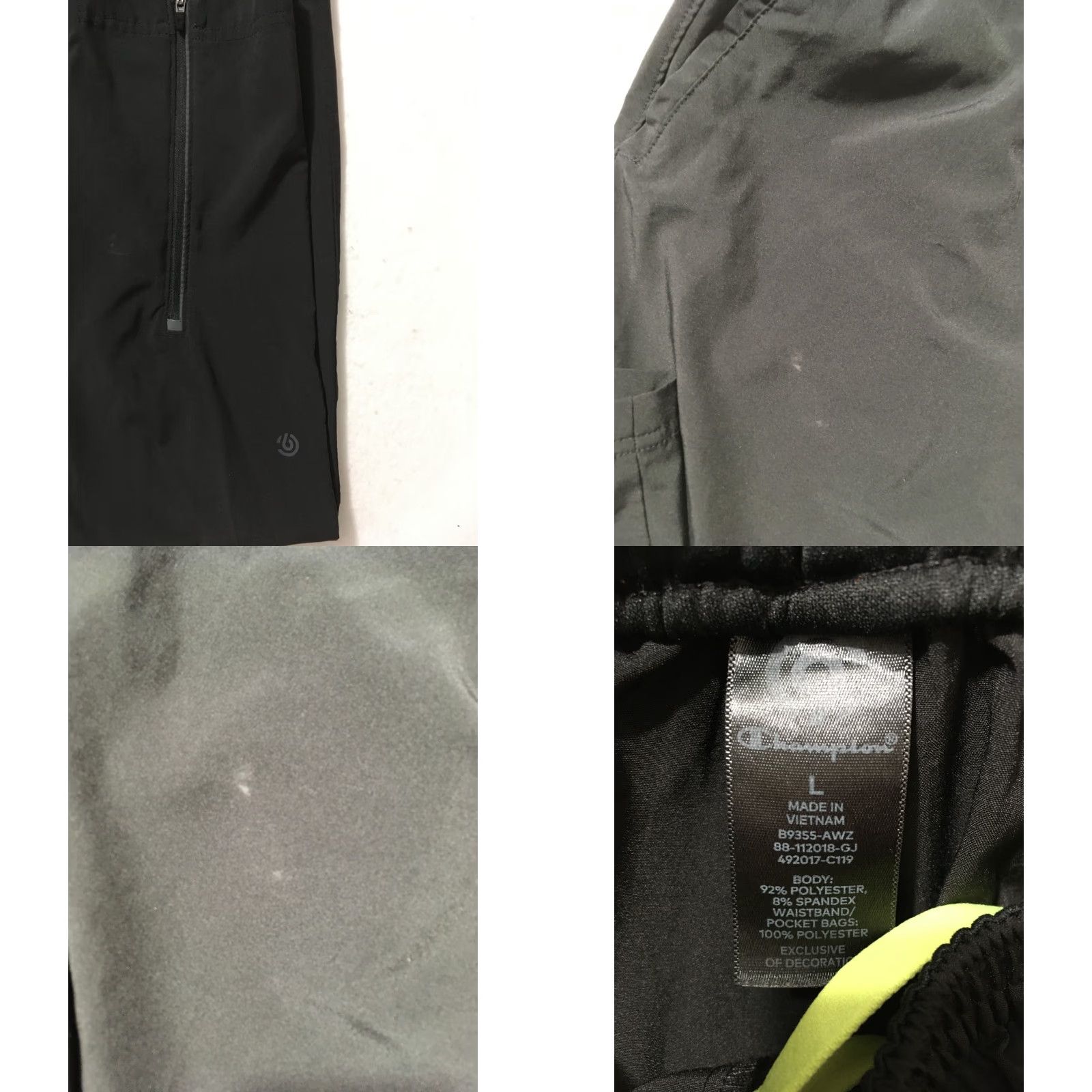 Champion Champion Joggers Black Mens L Drawstring Pockets Stretch Pants Activewear Gym & Training Size US 33 - 8 Thumbnail