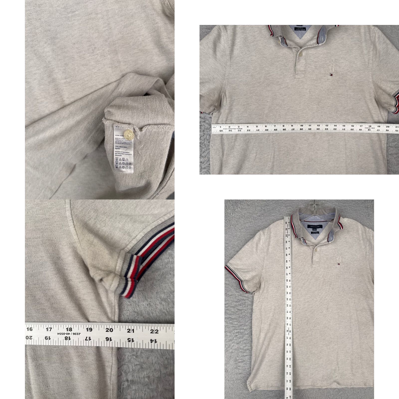 Tommy Hilfiger Tommy Hilfiger Polo Shirt Men L Gray Cotton Short Sleeve Slim Fit Classic Size US L / EU 52-54 / 3 - 8 Thumbnail