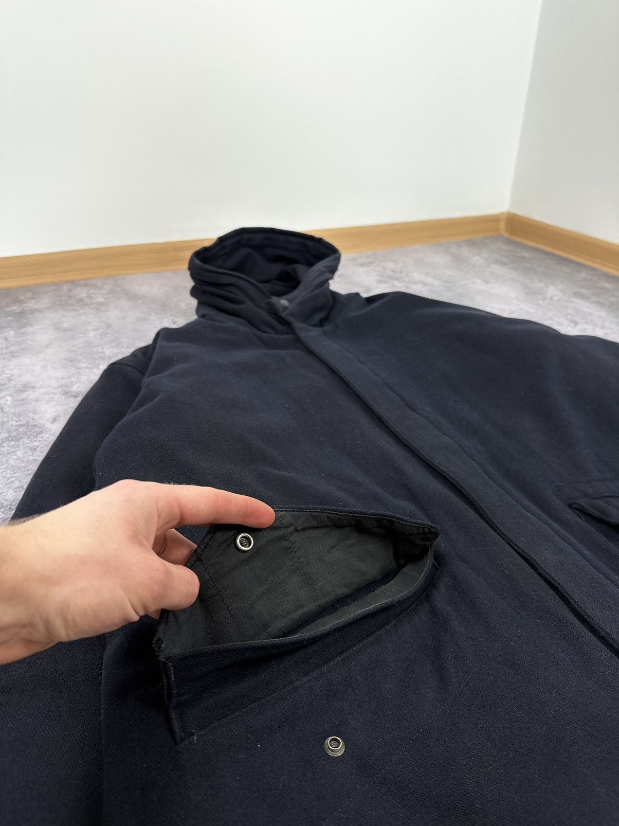 Massimo Osti Vintage 1998 Stone Island Archival Wool Hooded Long Coat Size US XL / EU 56 / 4 - 8 Thumbnail