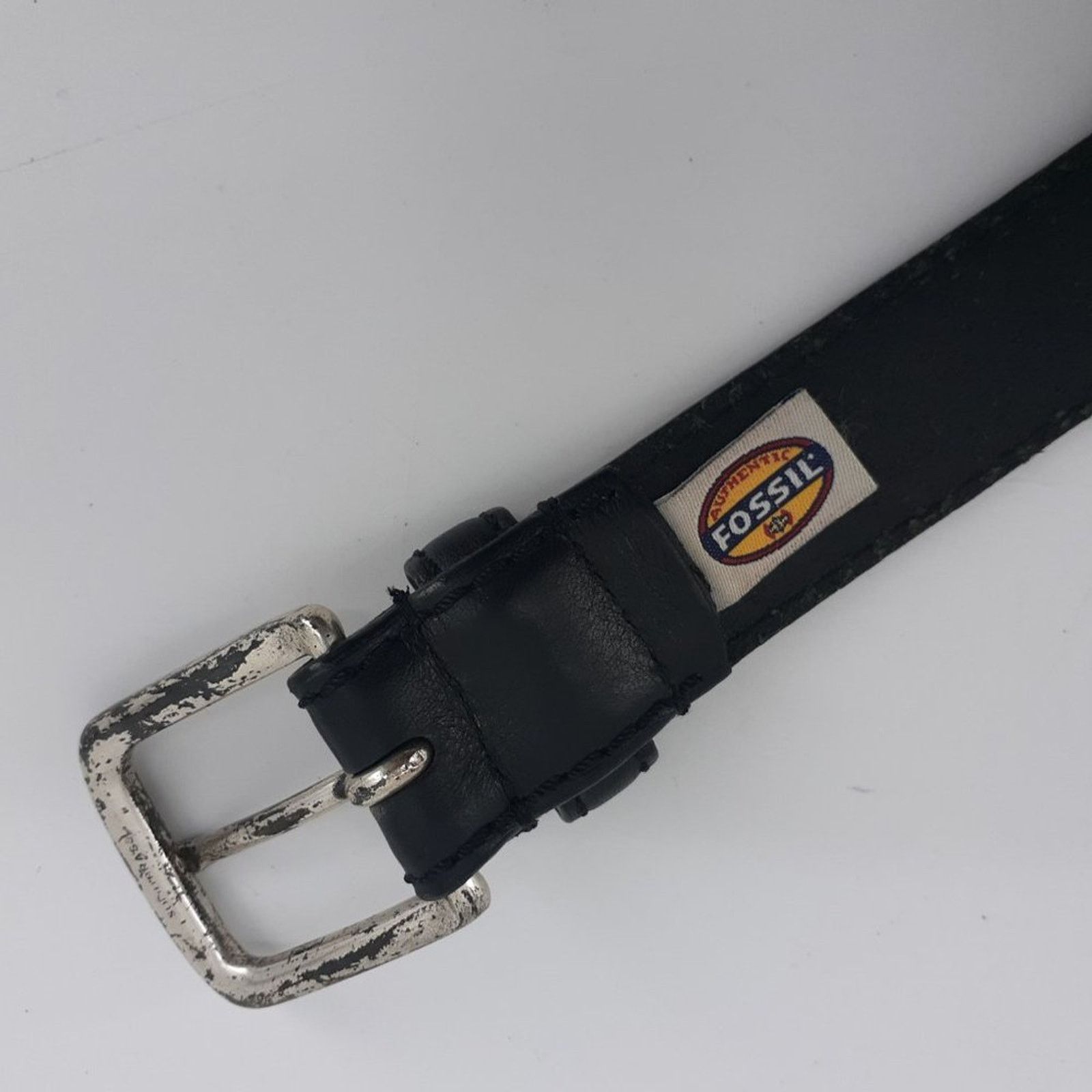 Fossil Vintage Fossil Men's Black Genuine Leather Dress Belt 44 Size 44 - 3 Thumbnail