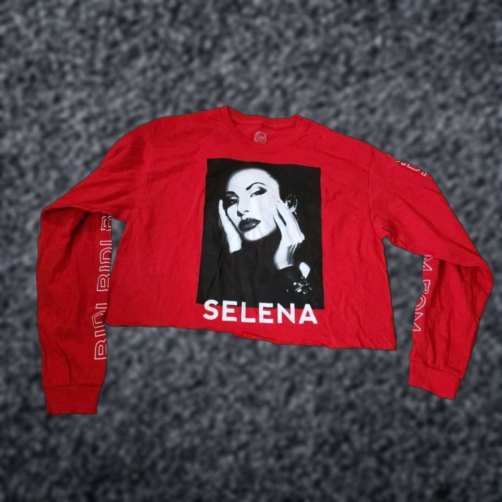 Vintage Selena Quintanilla BIDI BIDI BOM BOM Graphic Tee, Red, Women's Large, Long Sleeve Cropped T Shirt Size L / US 10 / IT 46 - 1 Thumbnail