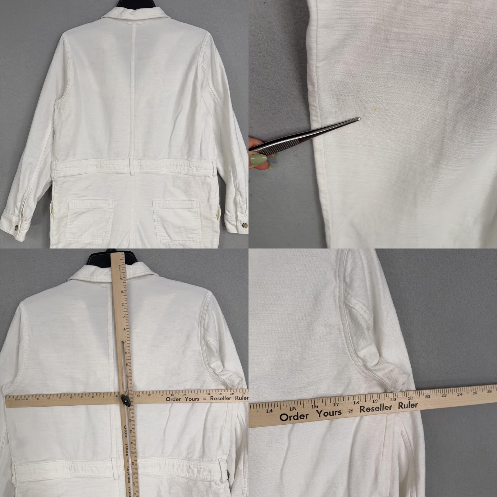 Express Express X Karla Jumpsuit Womens Medium White Utility Coveralls Button Shirt? Size 32" / US 10 / IT 46 - 8 Thumbnail
