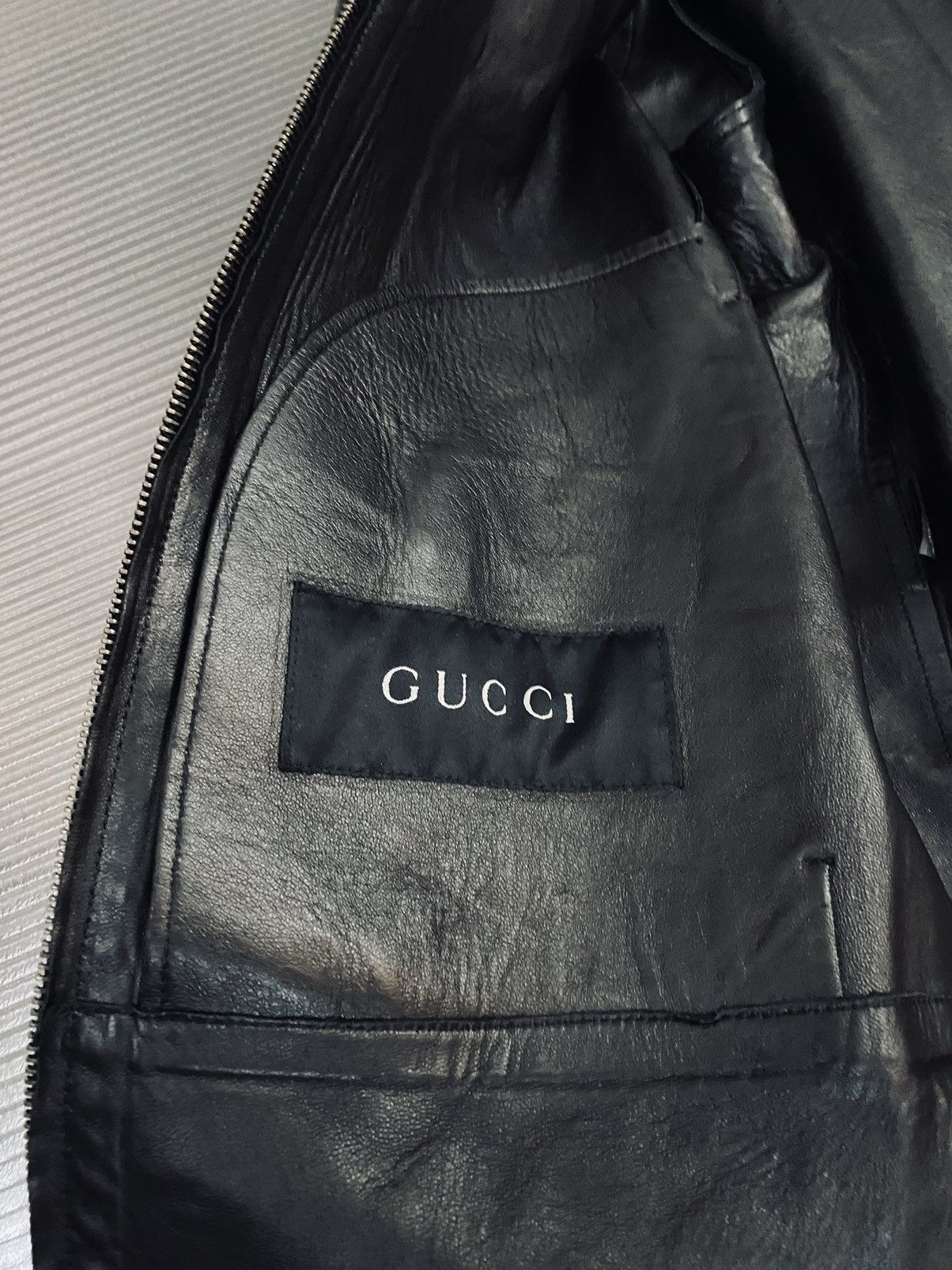Gucci Gucci x Tom Ford 🇮🇹 black naplack leather asymm jacket 50 Size US M / EU 48-50 / 2 - 2 Thumbnail