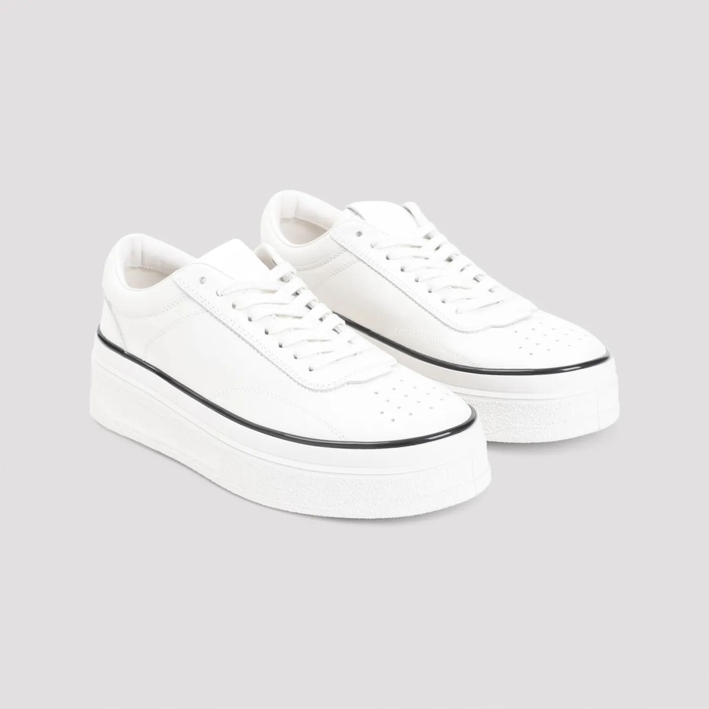 Jil Sander o1s22i1n1024 Leather Sneakers in White Size US 11 / EU 44 - 3 Thumbnail