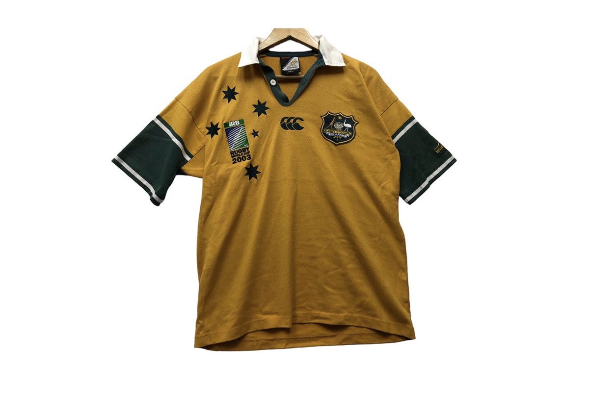 image of Vintage Wallabies Rugby Shirt Jersey World Cup Australia in Yellow, Men's (Size Small)