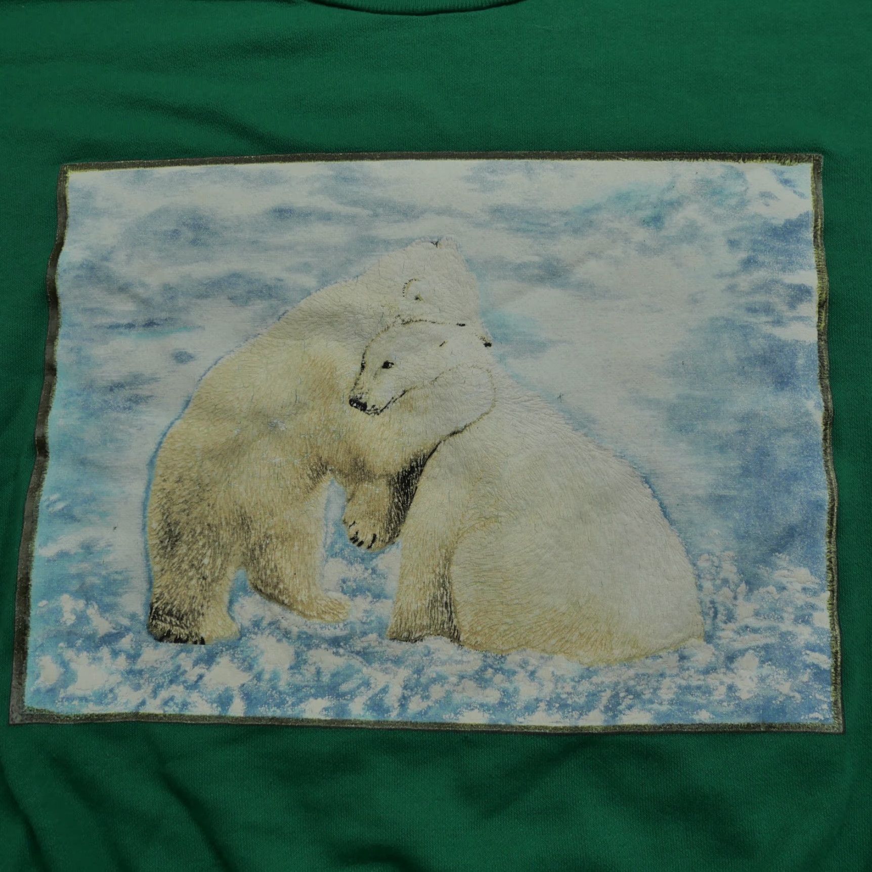 Vintage VINTAGE Polar Bear Sweatshirt Womens XL Green Pullover 90s Winter Casual Raglan Crew Neck Cotton Blend Size XL / US 12-14 / IT 48-50 - 2 Thumbnail