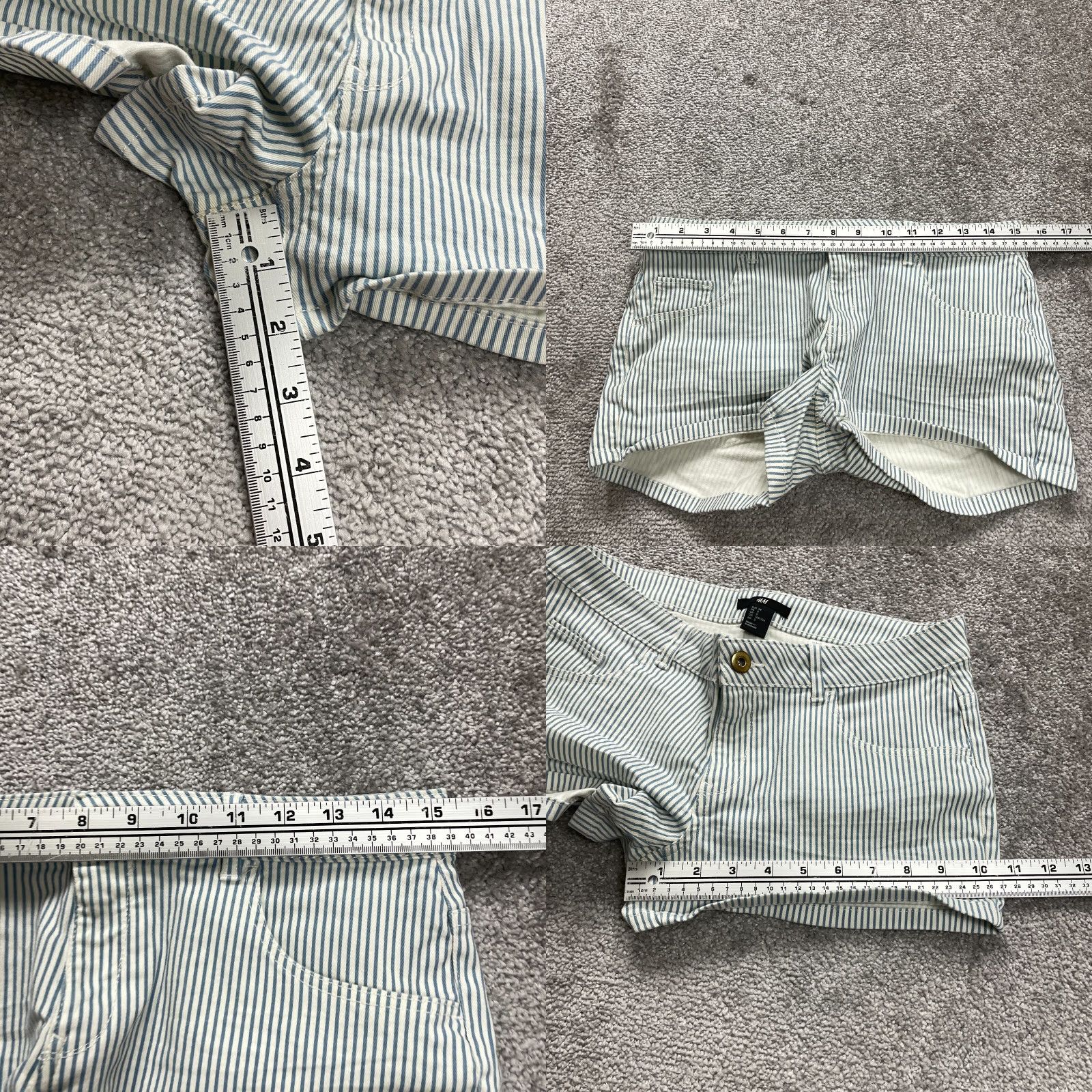 H&M VINTAGE H&M Women’s Bermuda Shorts Casual Cotton Spandex 38 White Blue Striped Mid Rise 30x2 Size 26" / US 2 / IT 38 - 8 Thumbnail