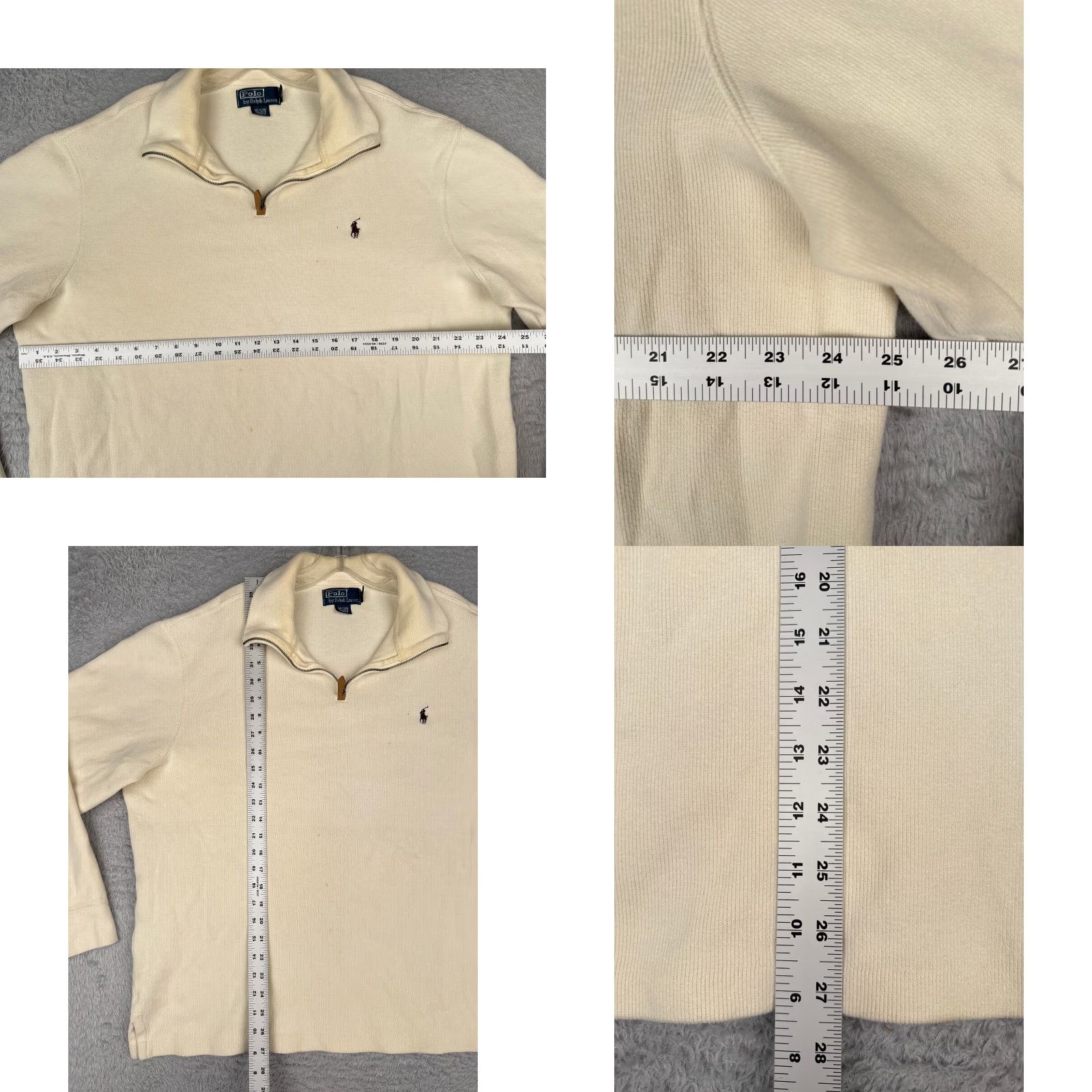 Ralph Lauren VINTAGE Ralph Lauren Polo Sweater Adult 2XL Ivory 1/4 Zip Mock Neck Casual Pullover Mens Golf, Sports, American Size US XXL / EU 58 / 5 - 8 Thumbnail