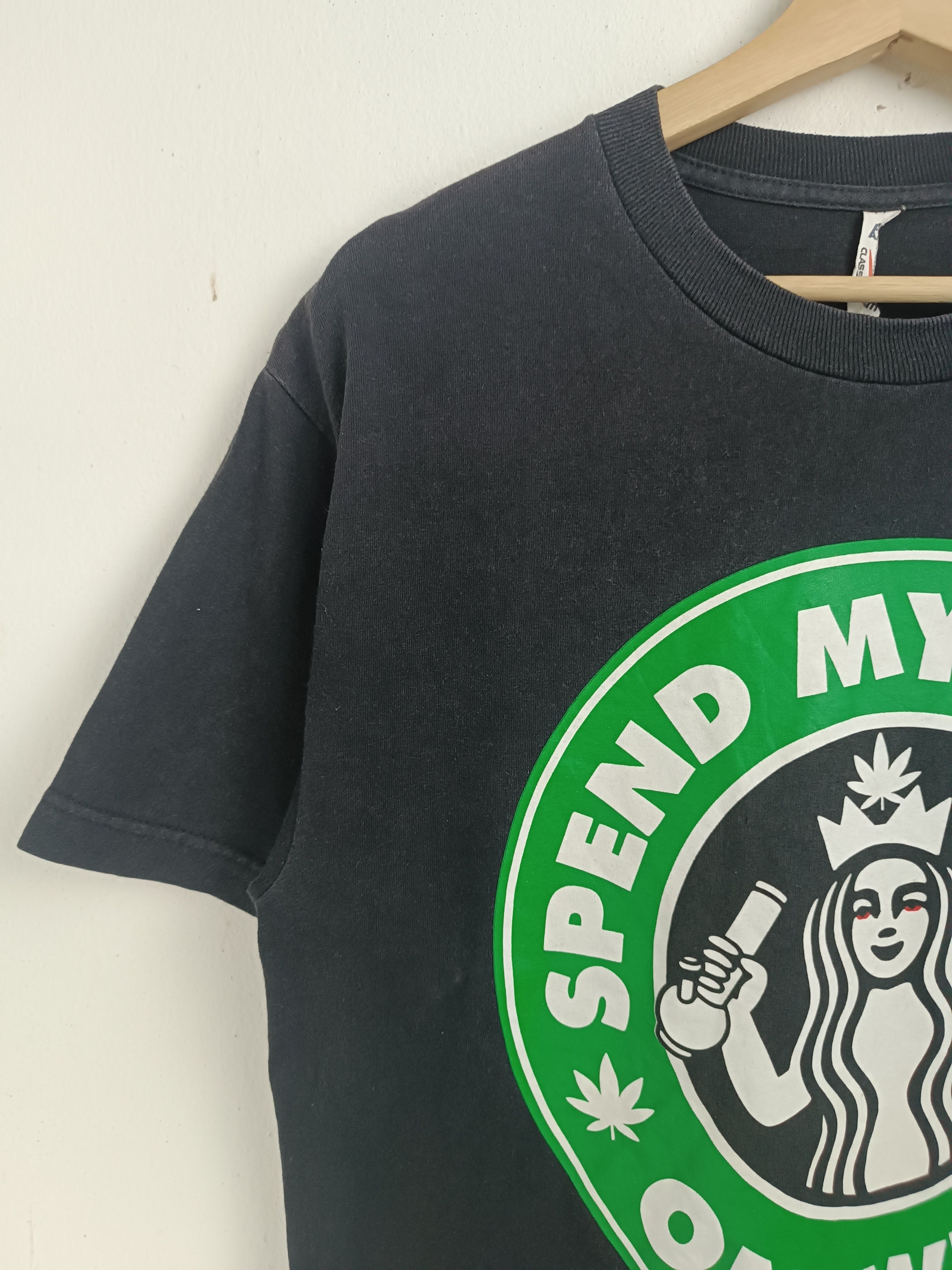 Vintage VINTAGE Y2K SPEND MY BUCKS ON WEED STARBUCKS PARODY TEE Size US M / EU 48-50 / 2 - 6 Thumbnail