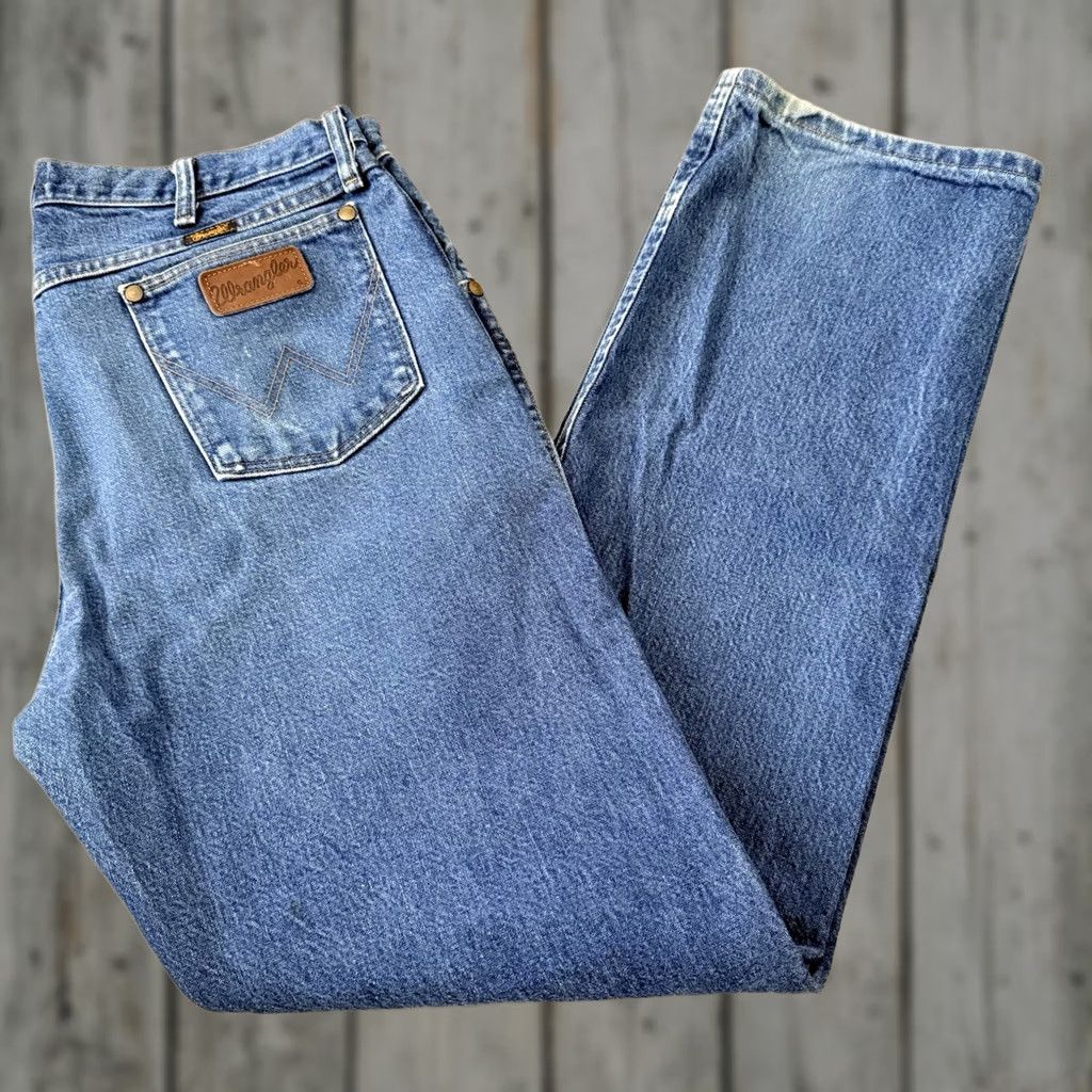 Wrangler Wrangler Jeans 47MWZPW Regular Denim 35x32 Blue Western Cowboy Workwear Mens Straight 5-Pocket Logo Size US 35 - 1 Thumbnail