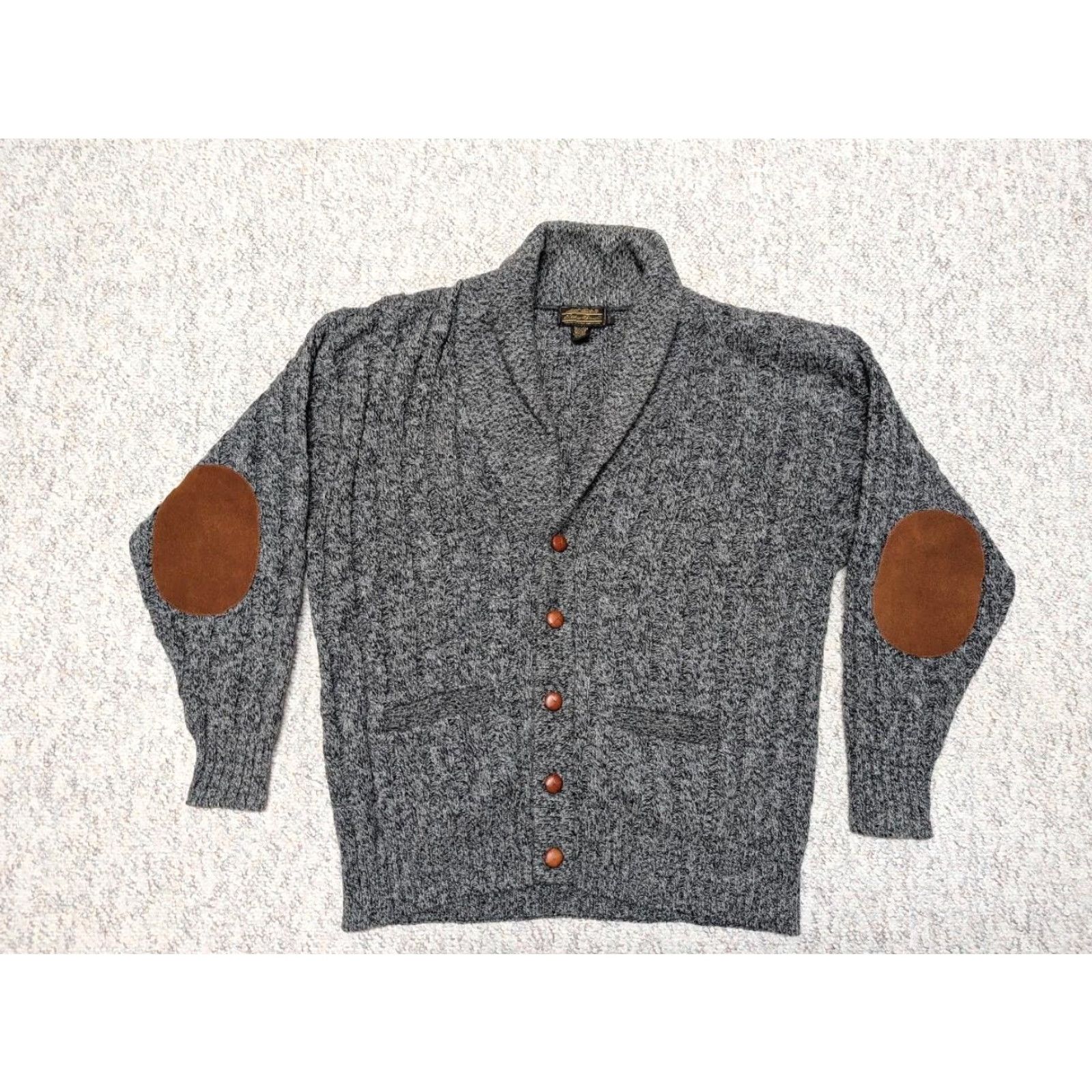 Eddie Bauer VINTAGE Eddie Bauer Cardigan Men's Wool Shawl Collar Cable-Knit XL Gray USA Made Sweater Size US XL / EU 56 / 4 - 3 Thumbnail