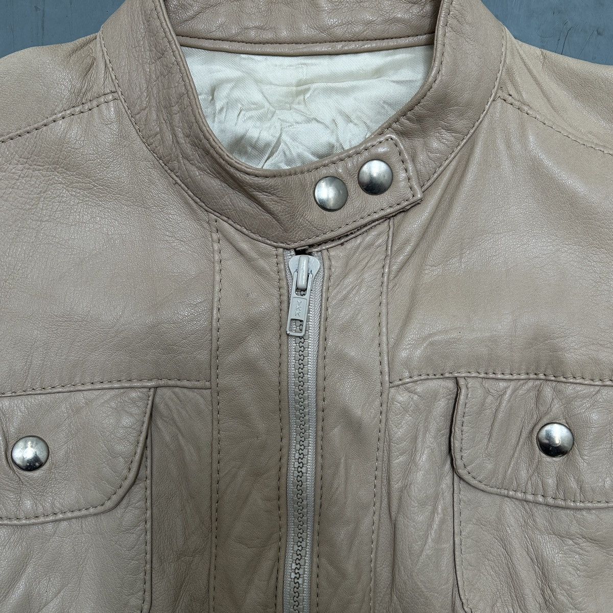 Vintage Peruzzi Firenze Beige Leather Jacket – Made in Italy Size S / US 4 / IT 40 - 3 Thumbnail
