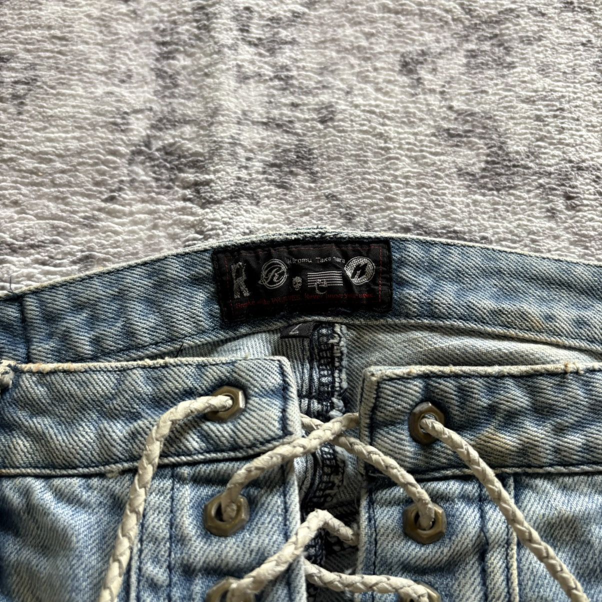 Roen Roen by Hiromu Takahara Lace-Up Flared Denim Jeans | Size 2 Size US 32 / EU 48 - 7 Thumbnail