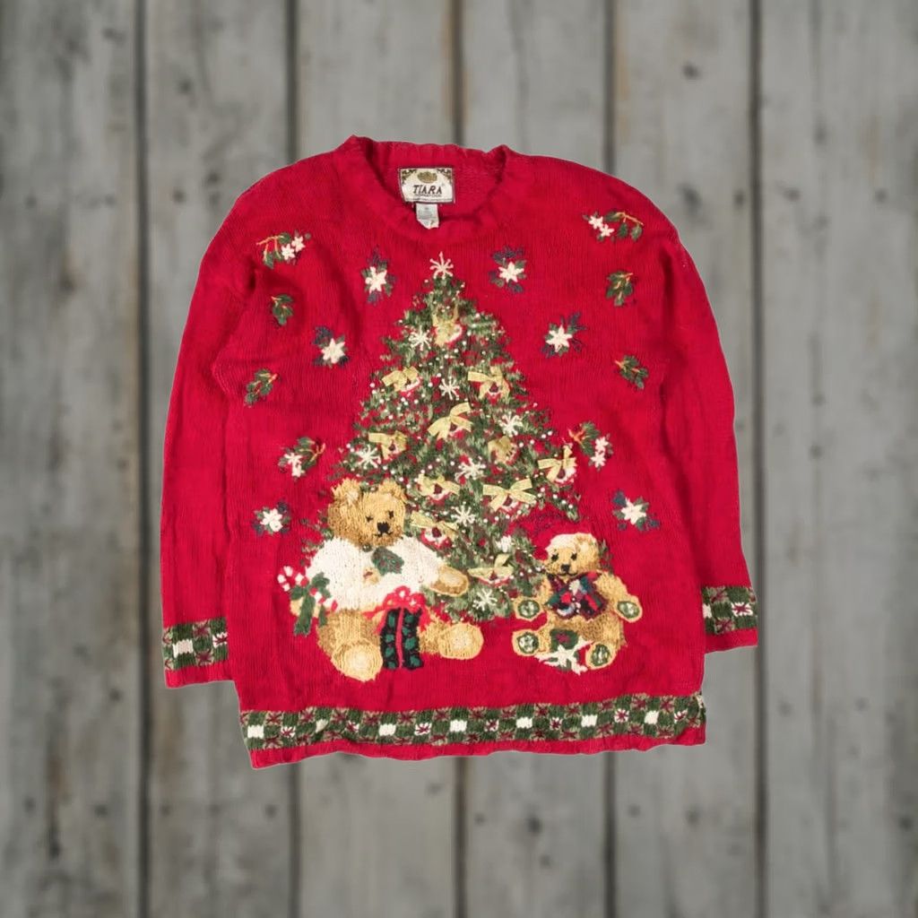Vintage VINTAGE Tiara International Red Teddy Bears Christmas Pullover Medium Ramie / Cotton Xmas Bears Pullover Mens / Womens Fits Like Womens Size Large Size M / US 6-8 / IT 42-44 - 1 Thumbnail
