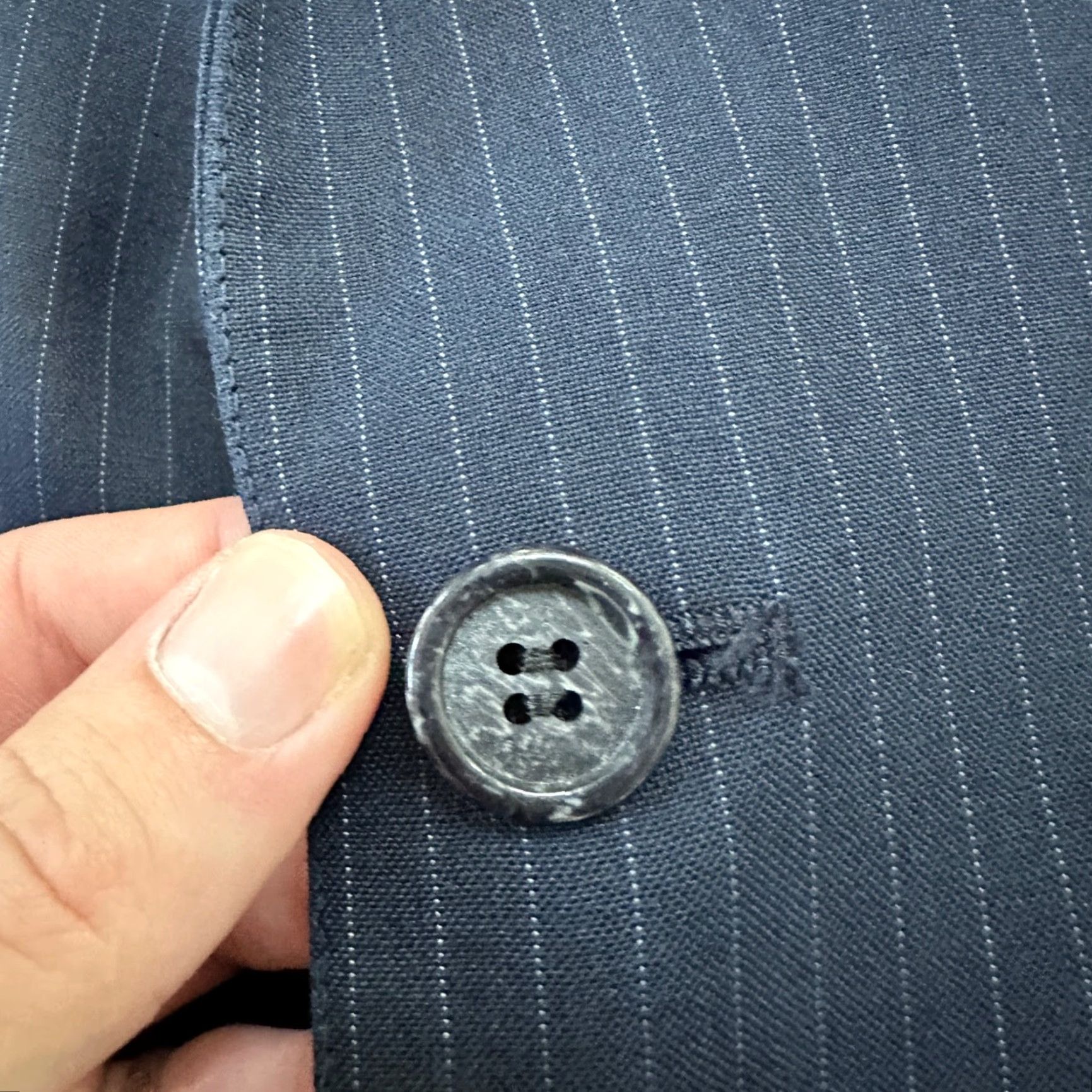 Vintage VINTAGE 1960s Navy Blue Wool Sport Jacket Mens Size 44 Rockabilly Pinstripe Pants 38x28 Size US 44 / EU 60 - 3 Thumbnail