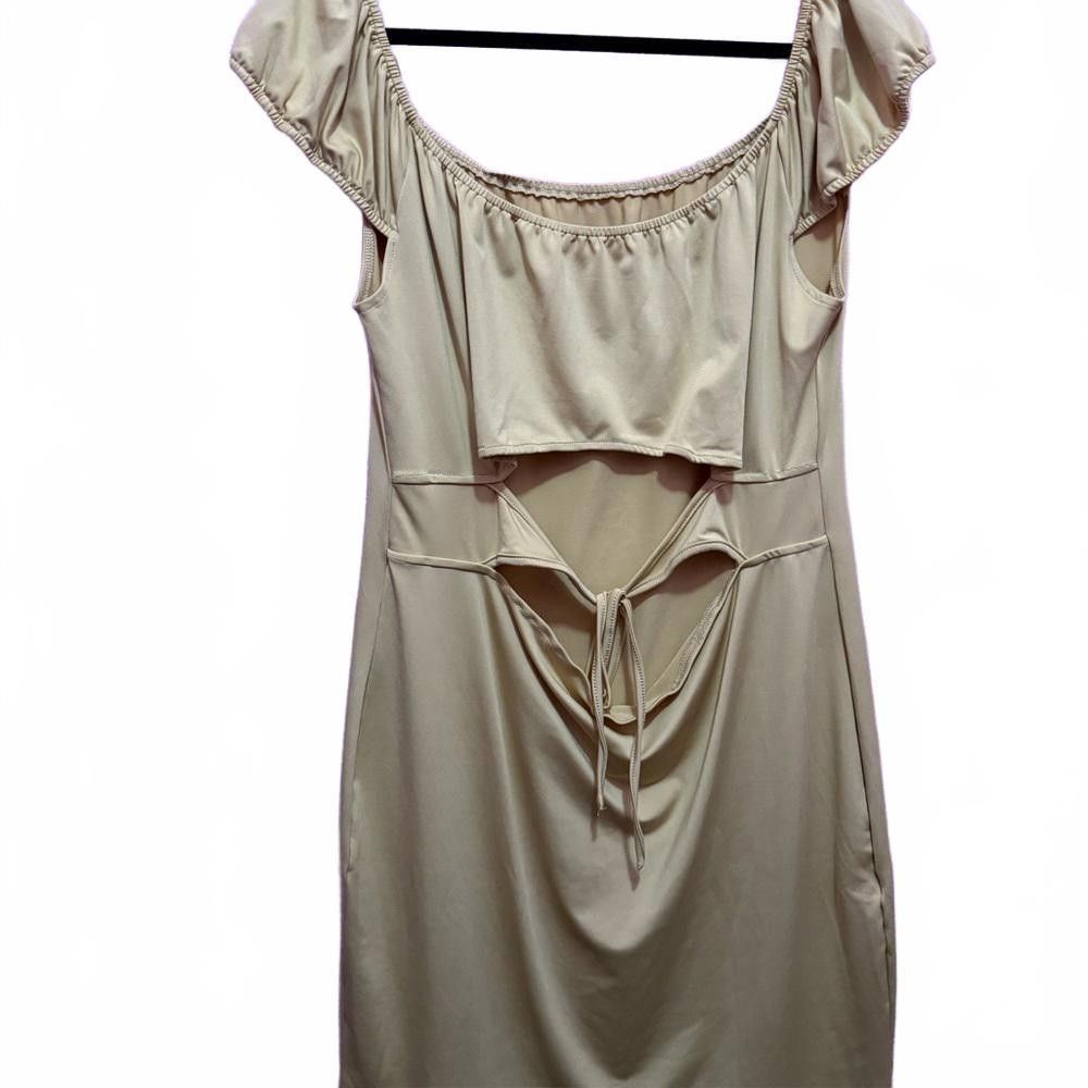 Designer Elegant Off-Shoulder Midi Dress Size 4XL / US 24-26 - 2 Thumbnail