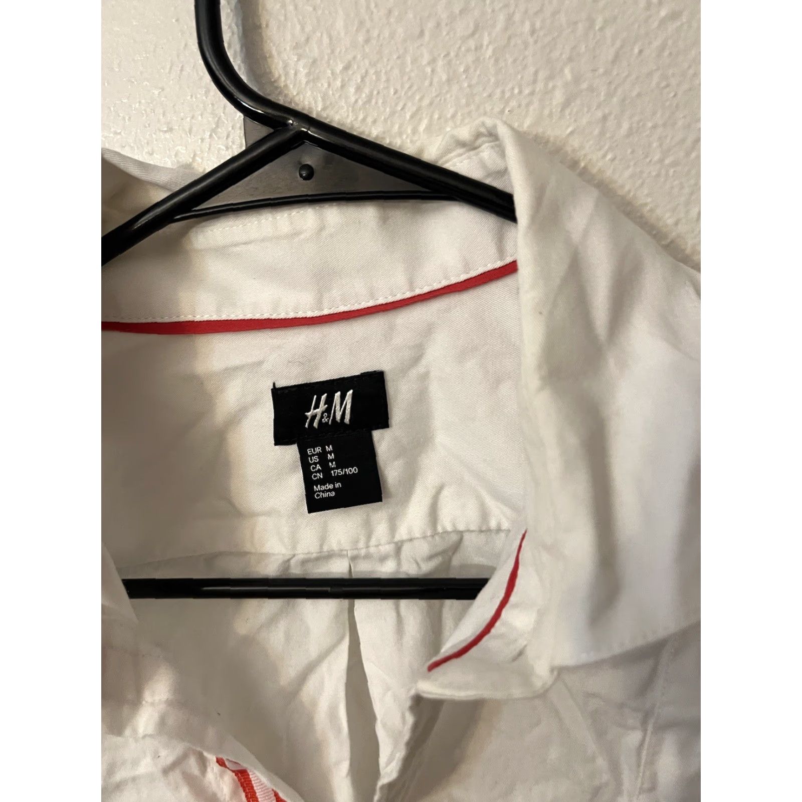 H&M H&M Shirt Medium White Long Sleeve Button-Up Cotton Military Mens Size US M / EU 48-50 / 2 - 3 Thumbnail