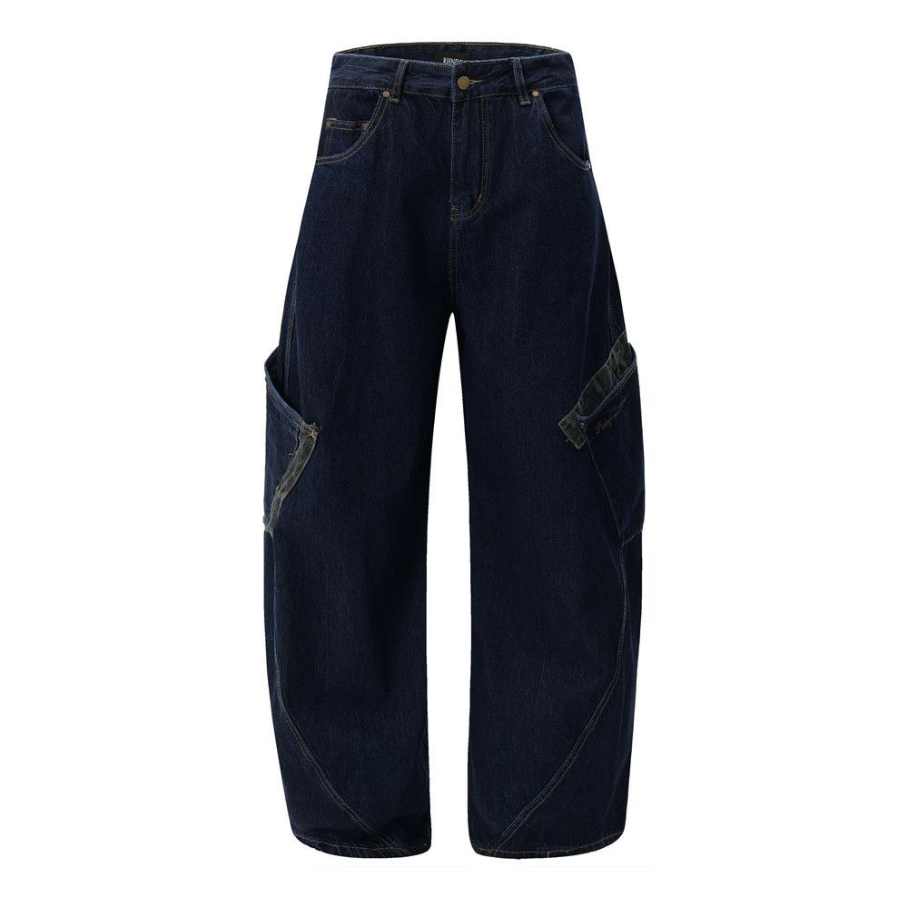 Japanese Brand × Vintage Men's loose wide-leg scimitar jeans with patch pockets Size US 34 / EU 50 - 1 Thumbnail