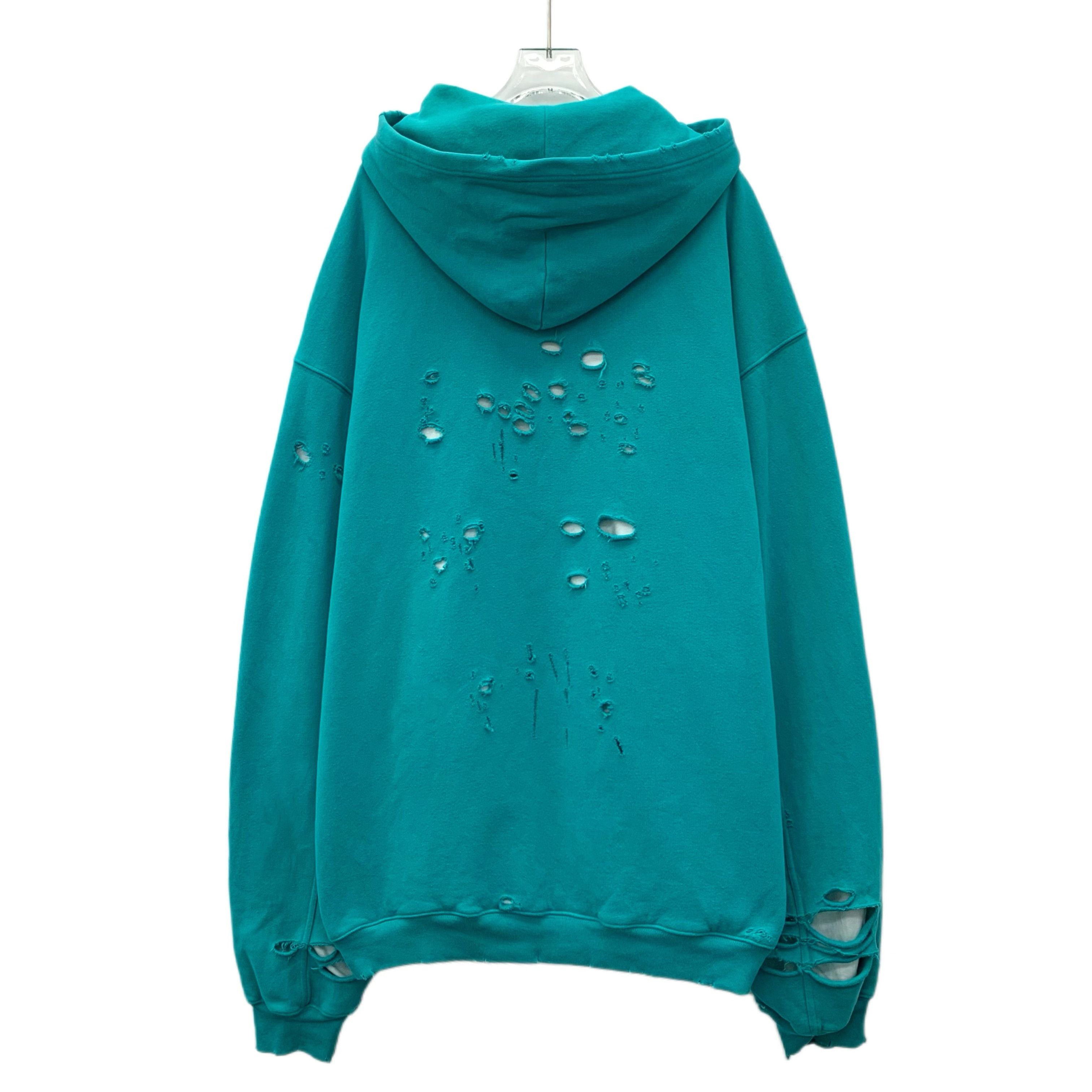 Balenciaga Balenciaga Blue Distressed Logo Hoodie (S) Size US S / EU 44-46 / 1 - 9 Thumbnail