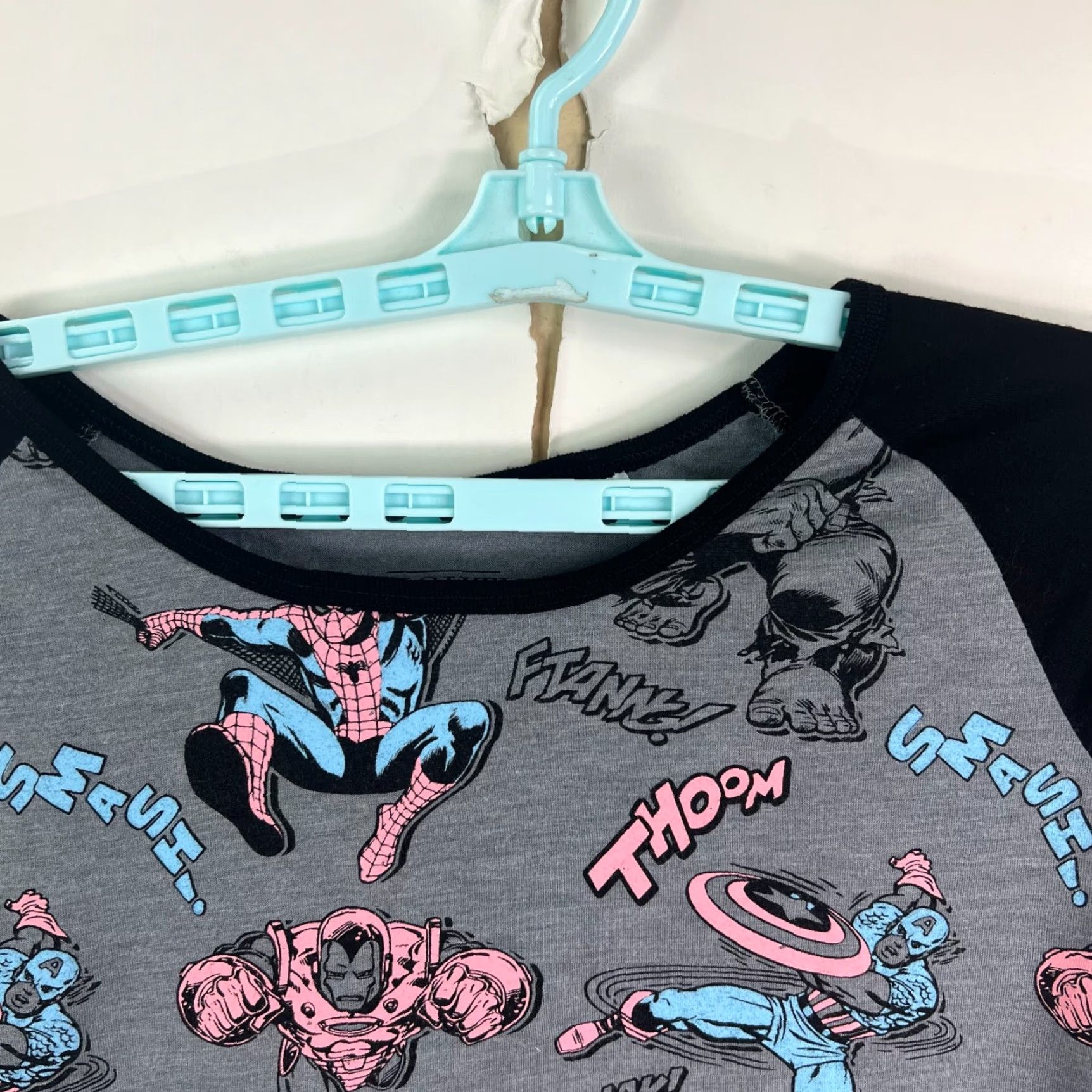 Vintage Marvel Shirt Womens L Gray Crop Top T-Shirt Raglan Captain America Spider-Man Iron Man Size L / US 10 / IT 46 - 3 Thumbnail