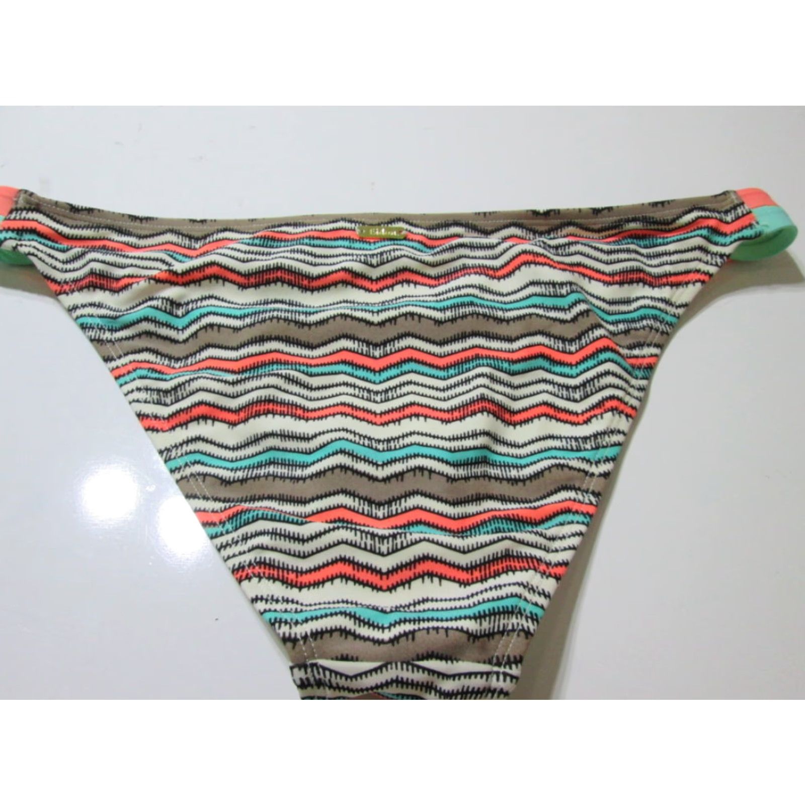 Swims Eidon Womens Bottom Cheeky Straps Side White Gray Stripe Bikini S Size 28" / US 6 / IT 42 - 2 Thumbnail