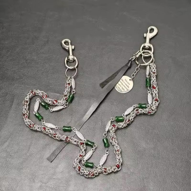 Jewelry Beads Bilayer Jade Node Pant Waist Chain Size ONE SIZE - 10 Thumbnail