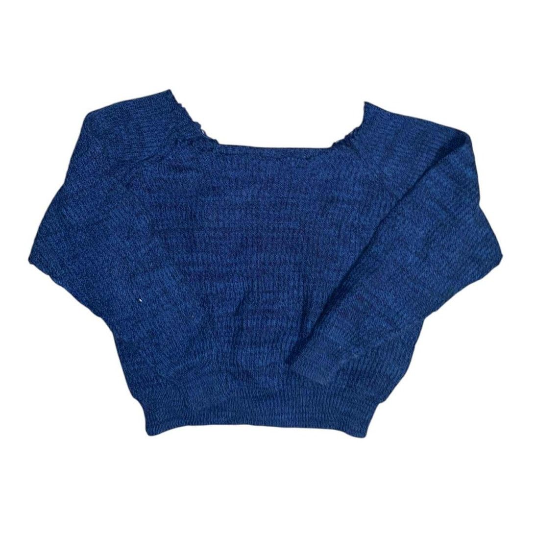 Other VINTAGE Y2K Scoop Neck Blue Knit Sweater Oversized M/L Size L / US 10 / IT 46 - 1 Thumbnail