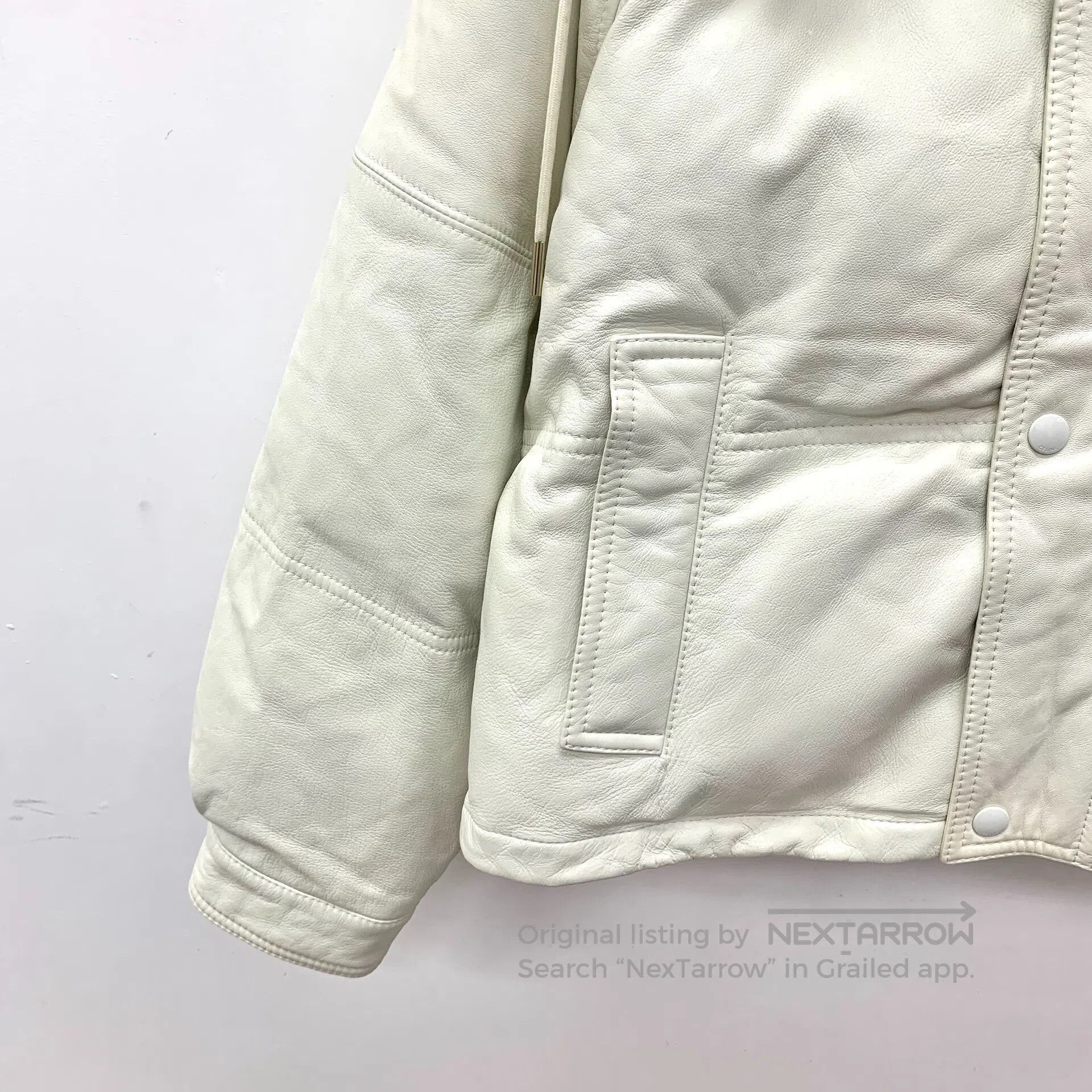 Celine CELINE Beige Sheep Leather Hooded Drawstring Single-breast Size S / US 4 / IT 40 - 4 Thumbnail
