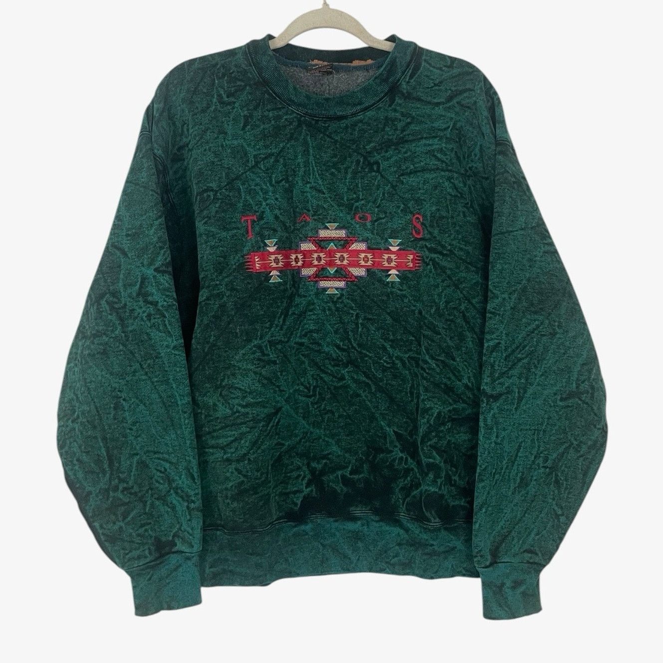 Vintage Vintage 90s Early Man Images Taos Embroidered Sweatshirt Size L / US 10 / IT 46 - 1 Thumbnail