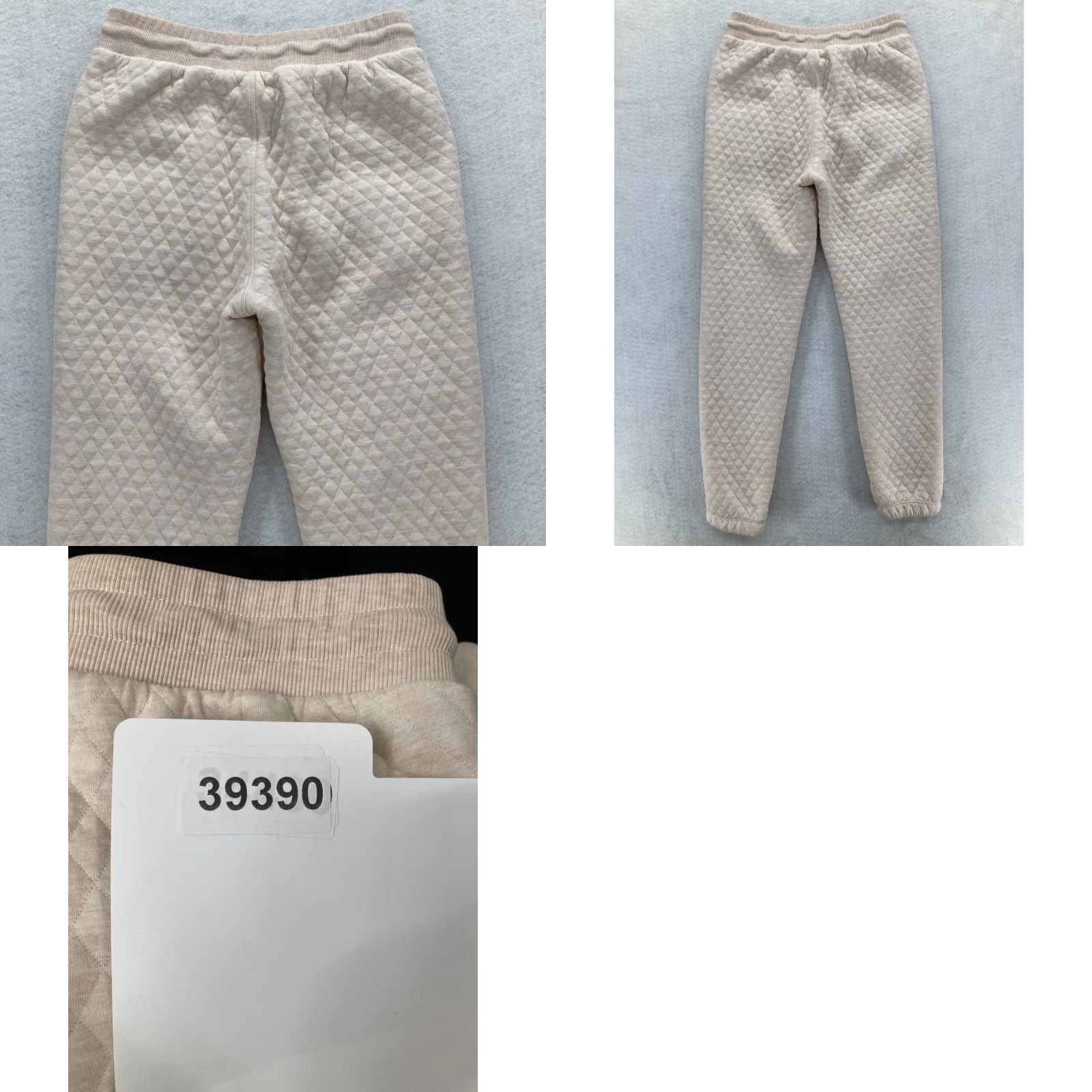 Marine Layer Marine Layer Women's Small Beige Quilted Jogger Pants Drawstring Tapered Size 28" / US 6 / IT 42 - 9 Thumbnail
