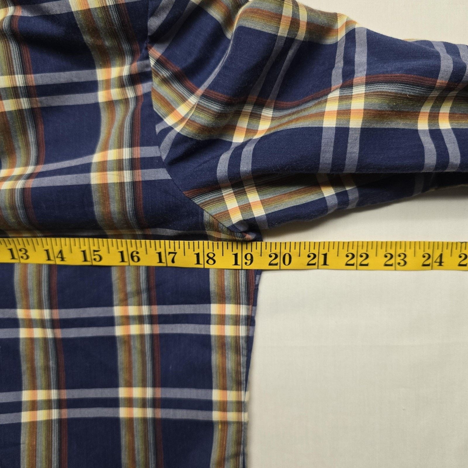 Vintage Vintage Plaid Shirt M Blue Yellow Wide Collar Button Up Size L / US 10 / IT 46 - 8 Thumbnail