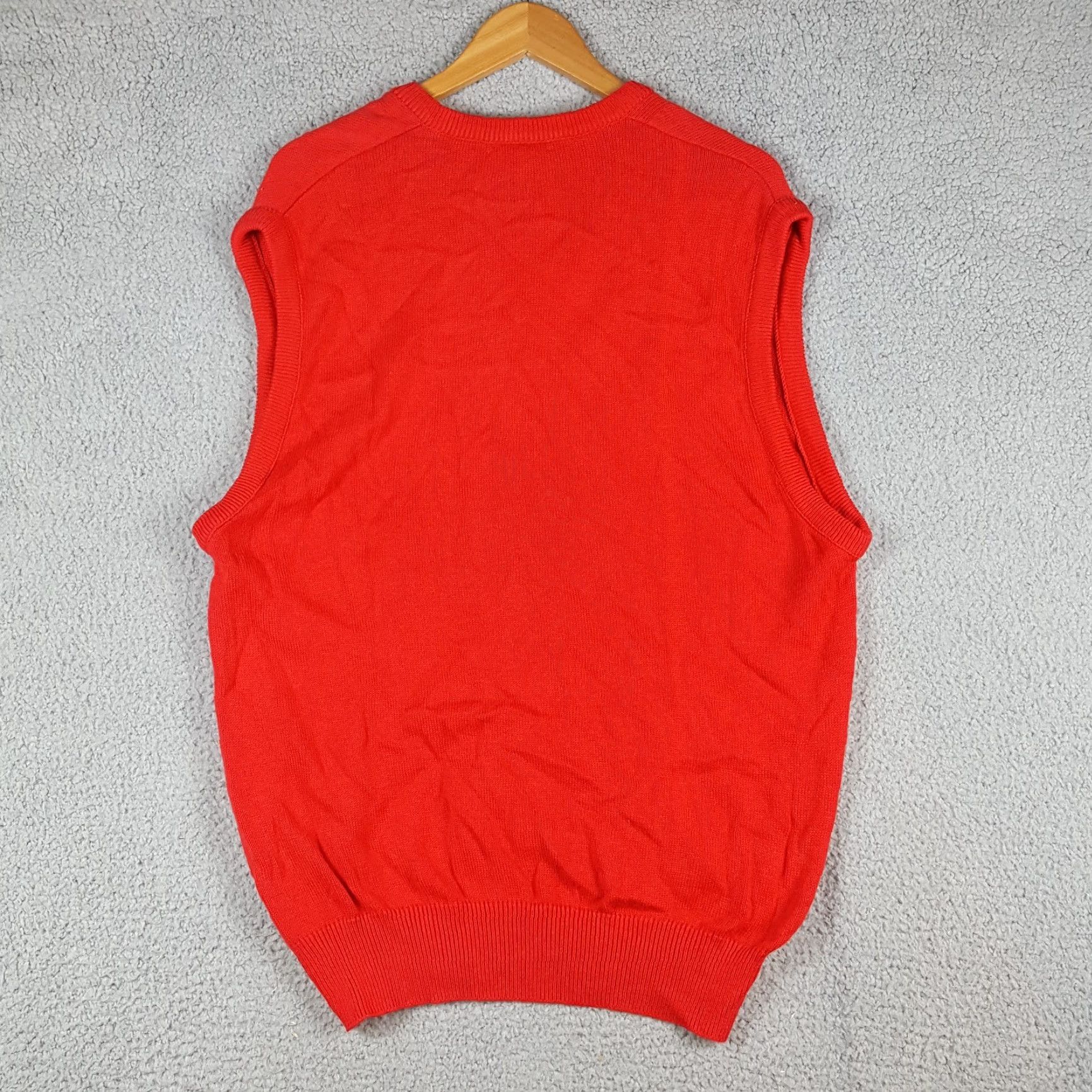 Vintage VINTAGE 80s Red Tight Knit Preppy V Neck Men's Size XL USA Made Pullover Sweater Vintage Size US XL / EU 56 / 4 - 4 Thumbnail