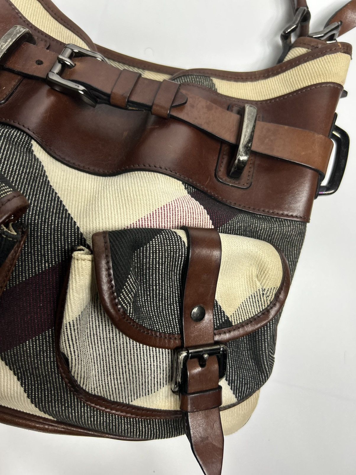 Burberry Burberry Mega Check Canvas Dark Leather Lowry Size ONE SIZE - 4 Thumbnail