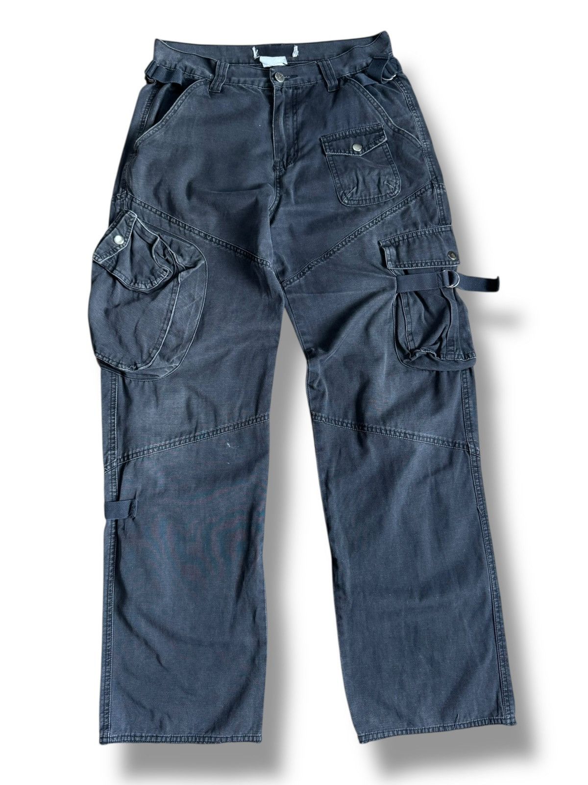 Japanese Brand Vintage Avant Garde Multi Pocket Grey Faded Pants Jeans Size US 31 - 1 Thumbnail